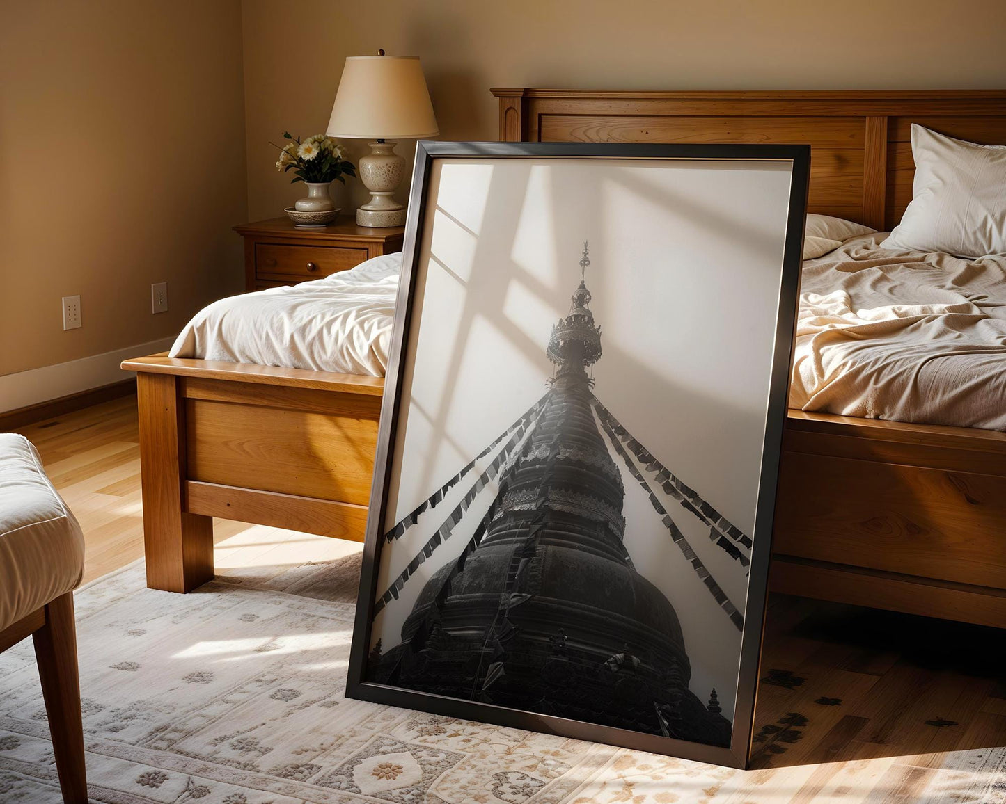 World Landmark | Swayambhunath Stupa Print | Kathmandu Temple Black and White Photography