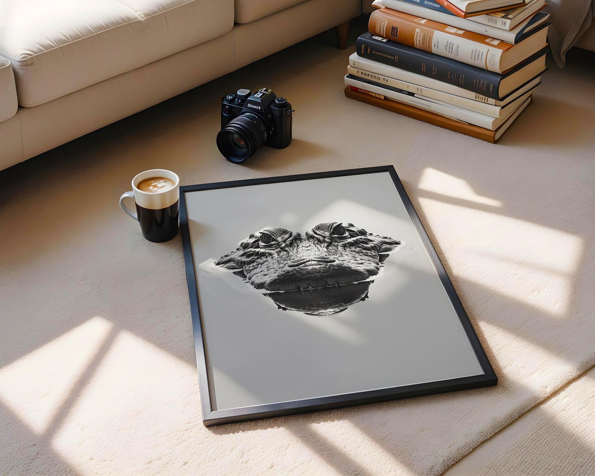 Wildlife Poster | Crocodile Photography Print | Minimalist Black & White  Art wall art print, minimalist black and white poster, modern Scandinavian wall decor, Monohaus