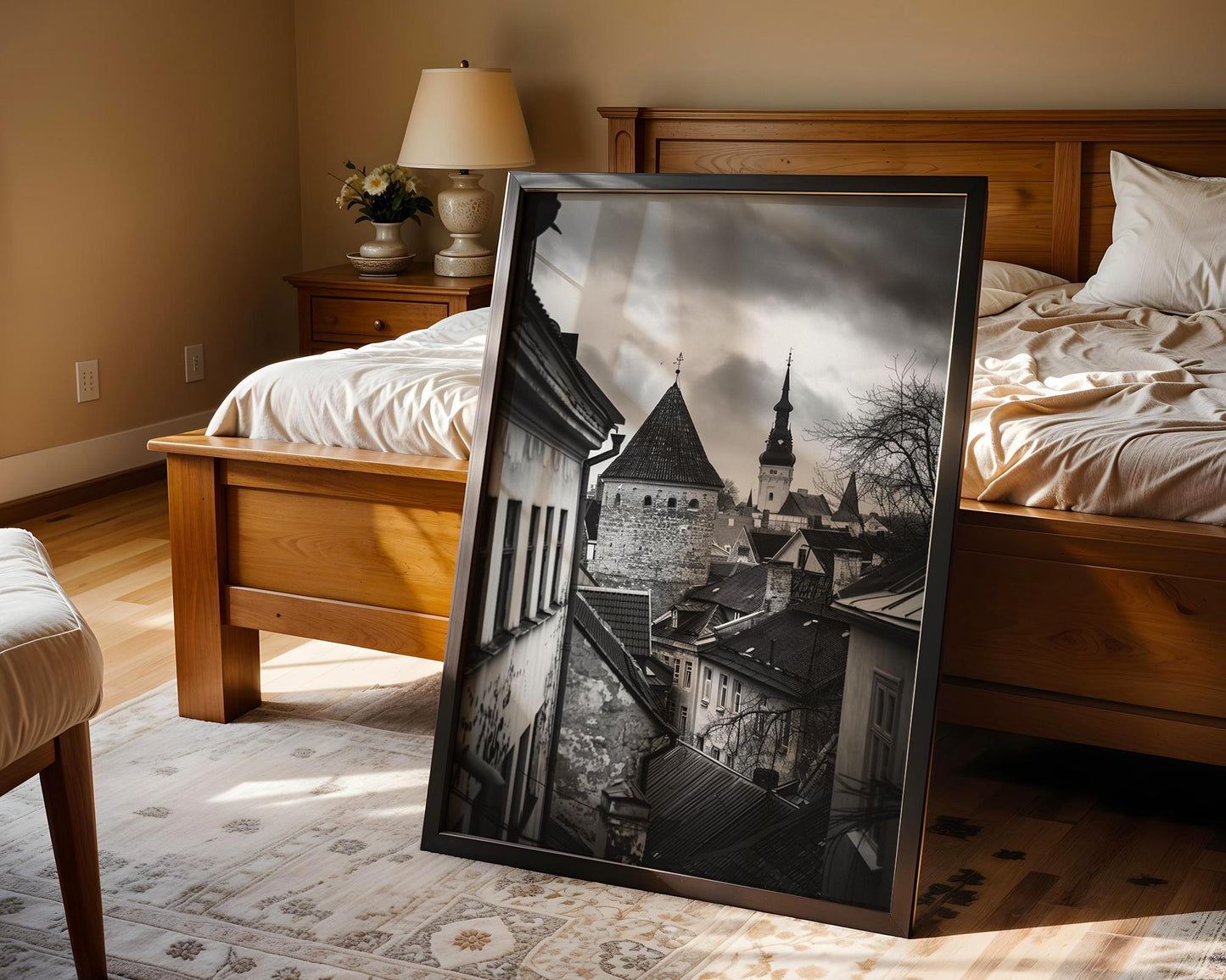 World Landmark | Tallinn Old Town Photography Print | Black and White Estonia Architecture