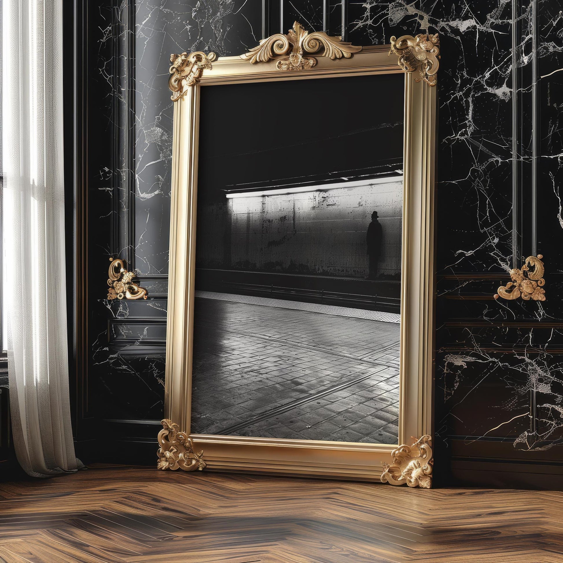 Minimal Wall Art The Watcher | Black and White Subway Photography wall art print, black and white architectural poster, minimalist modern Scandinavian wall decor, Monohaus