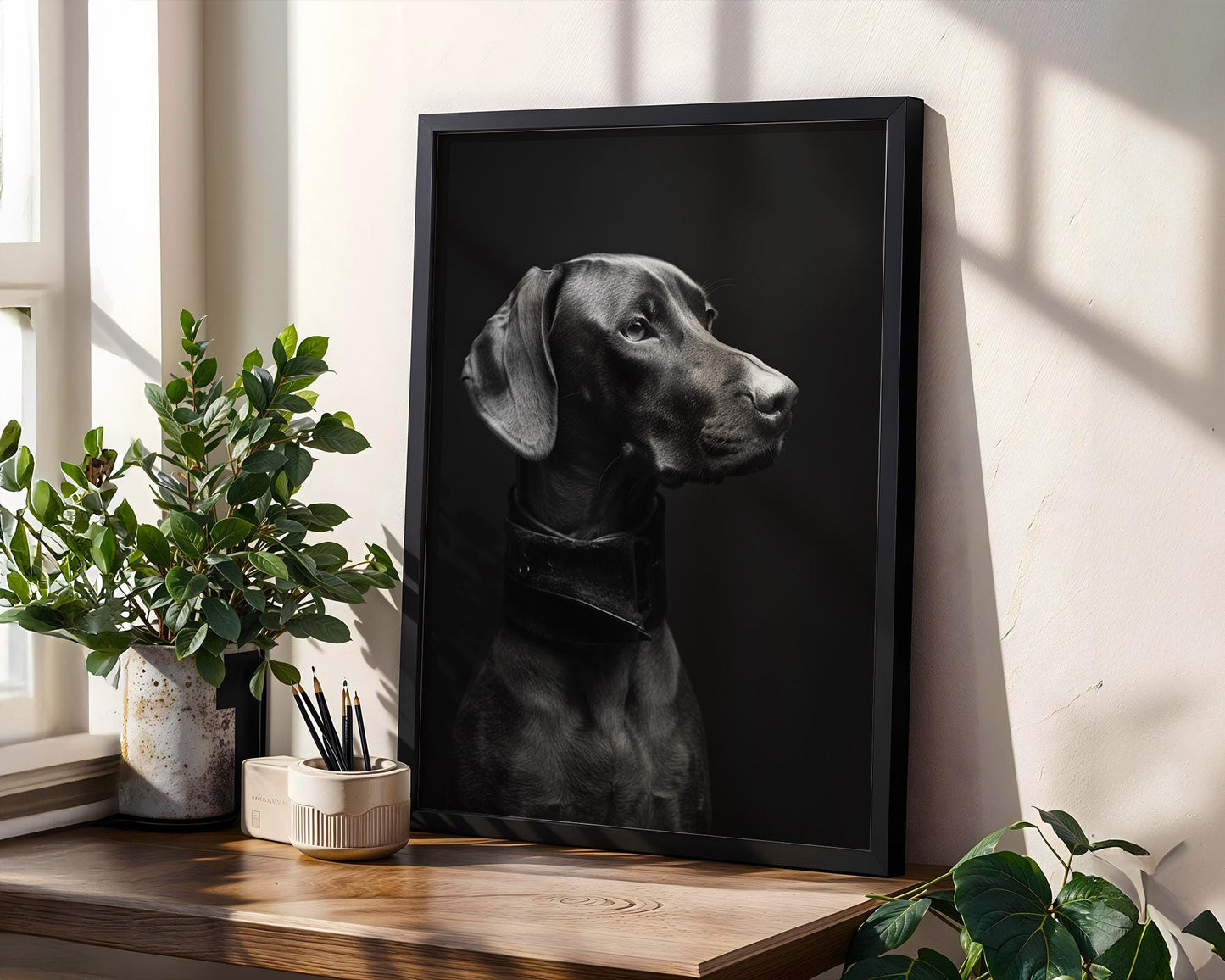Dog Photography Weimaraner Modern Print Black and White Scandi Home wall art print, minimalist black and white poster, modern Scandinavian wall decor, Monohaus