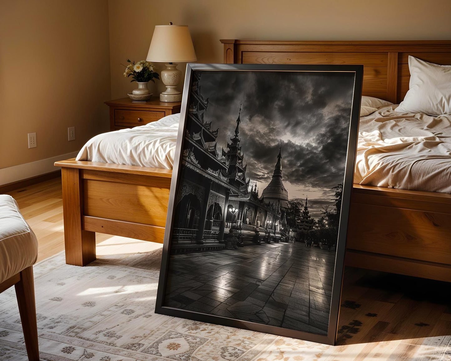 World Landmark | Shwedagon Pagoda Print | Yangon, Myanmar Black and White Photography wall art print, minimalist black and white poster, modern Scandinavian wall decor, Monohaus