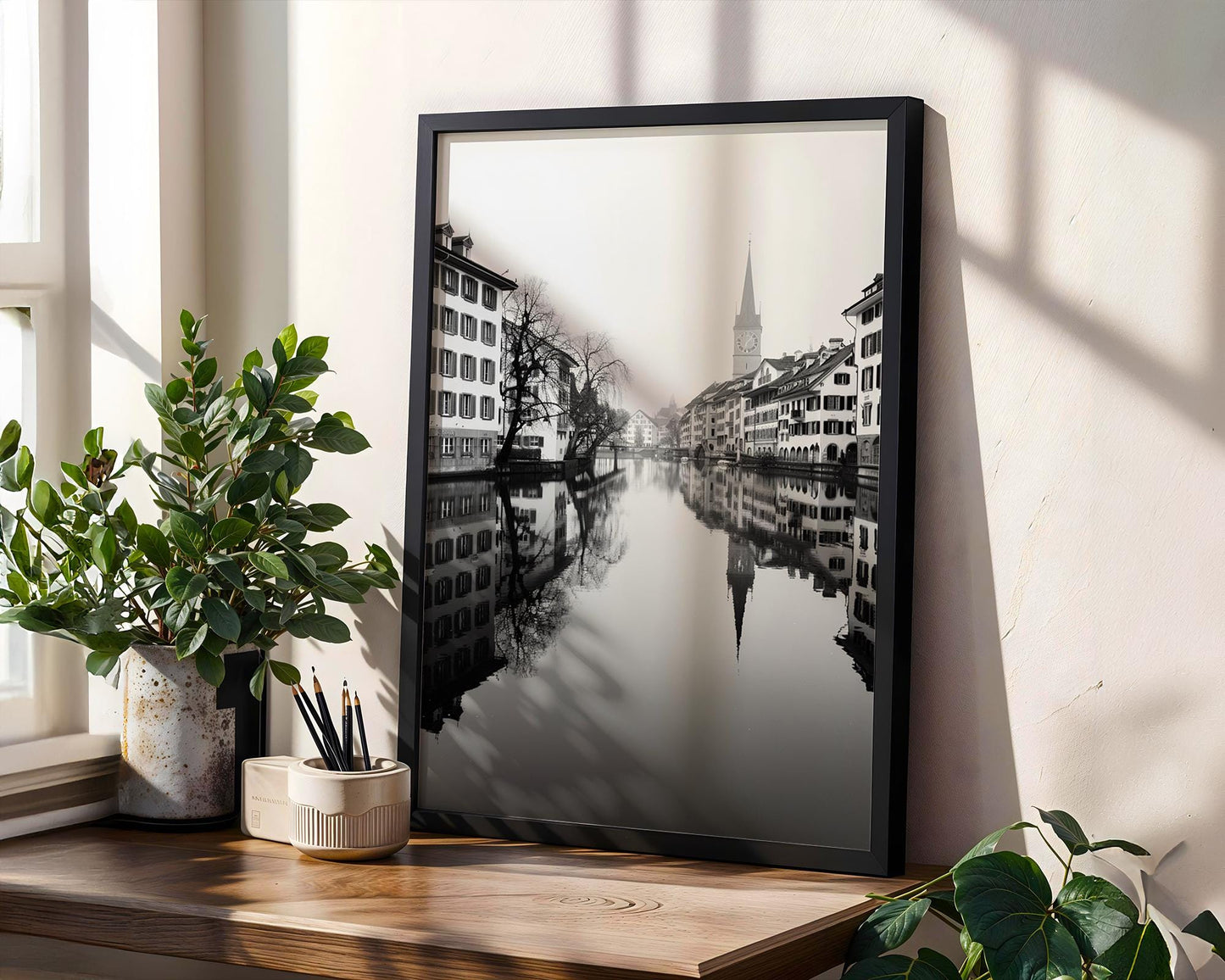 World Landmark | Zurich Old Town Black and White Photography Print | Minimalist Switzerland Wall Art