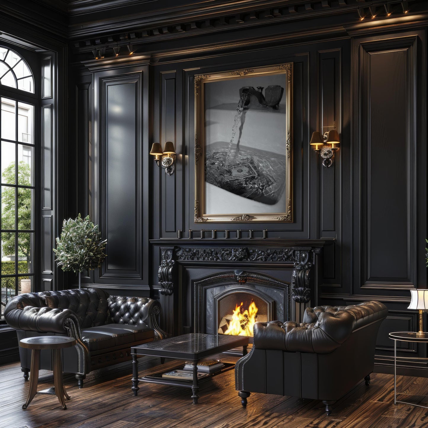 Designer Wall Art | Money Down The Drain Print | Conceptual Black and White Art wall art print, minimalist black and white poster, modern Scandinavian wall decor, Monohaus