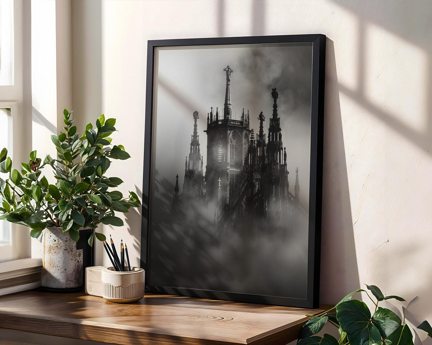 World Landmark | Gothic Cathedral Spires Photography Print | Black and White Architecture Wall Art