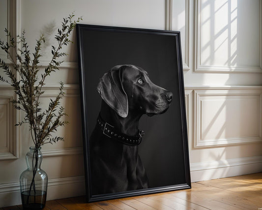 Dog Photography Weimaraner Modern Print Black and White Scandi Home wall art print, minimalist black and white poster, modern Scandinavian wall decor, Monohaus