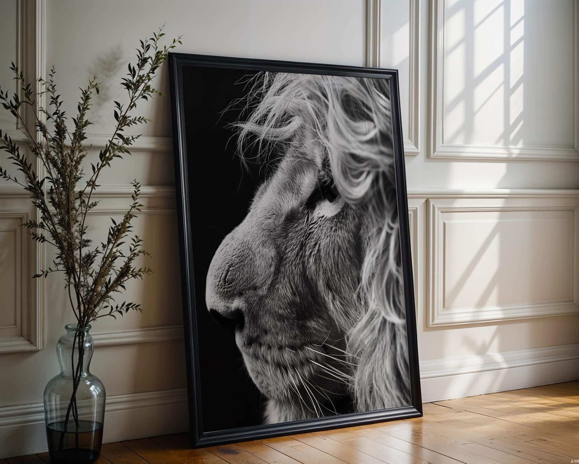 Wildlife Poster | Lion Profile Photography Print | Minimalist Black & White Wall Art wall art print, minimalist black and white poster, modern Scandinavian wall decor, Monohaus