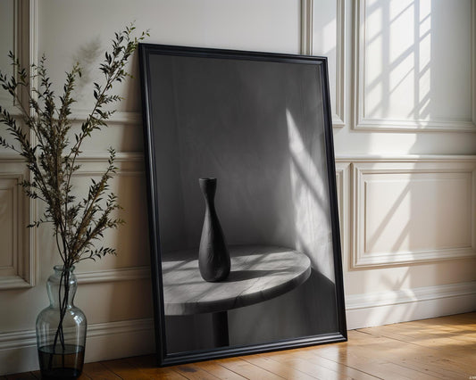 Minimal Wall Art Vase Photography Print | Black and White Still Life Home Decor wall art print, minimalist black and white poster, modern Scandinavian wall decor, Monohaus