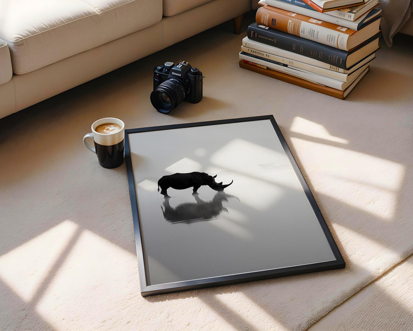 Wildlife Poster | Rhino Print | Minimalist Black & White Safari Photography wall art print, minimalist black and white poster, modern Scandinavian wall decor, Monohaus