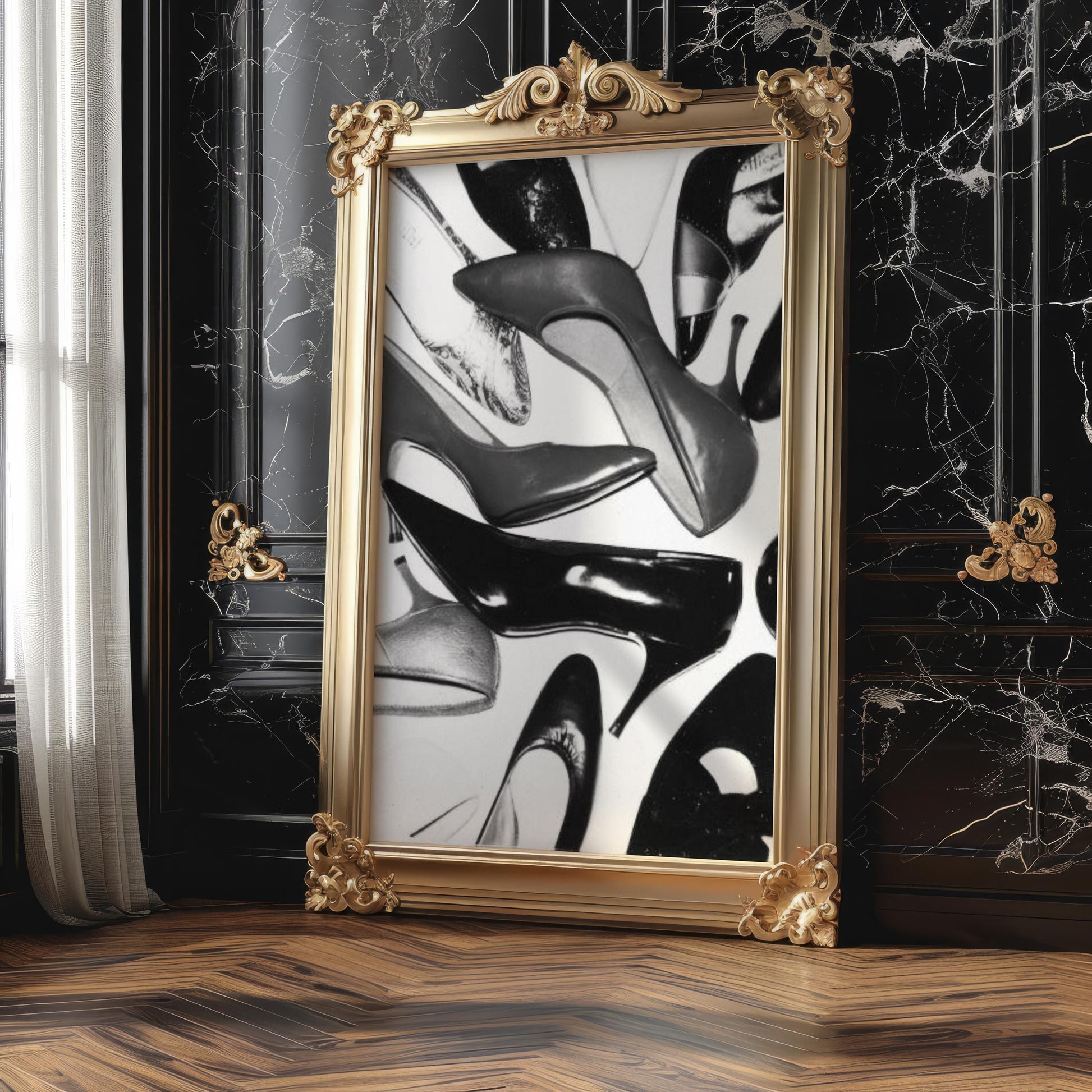 Black and White High Heels Fashion Print | Minimalist Chic Wall Art wall art print, minimalist black and white poster, modern Scandinavian wall decor, Monohaus