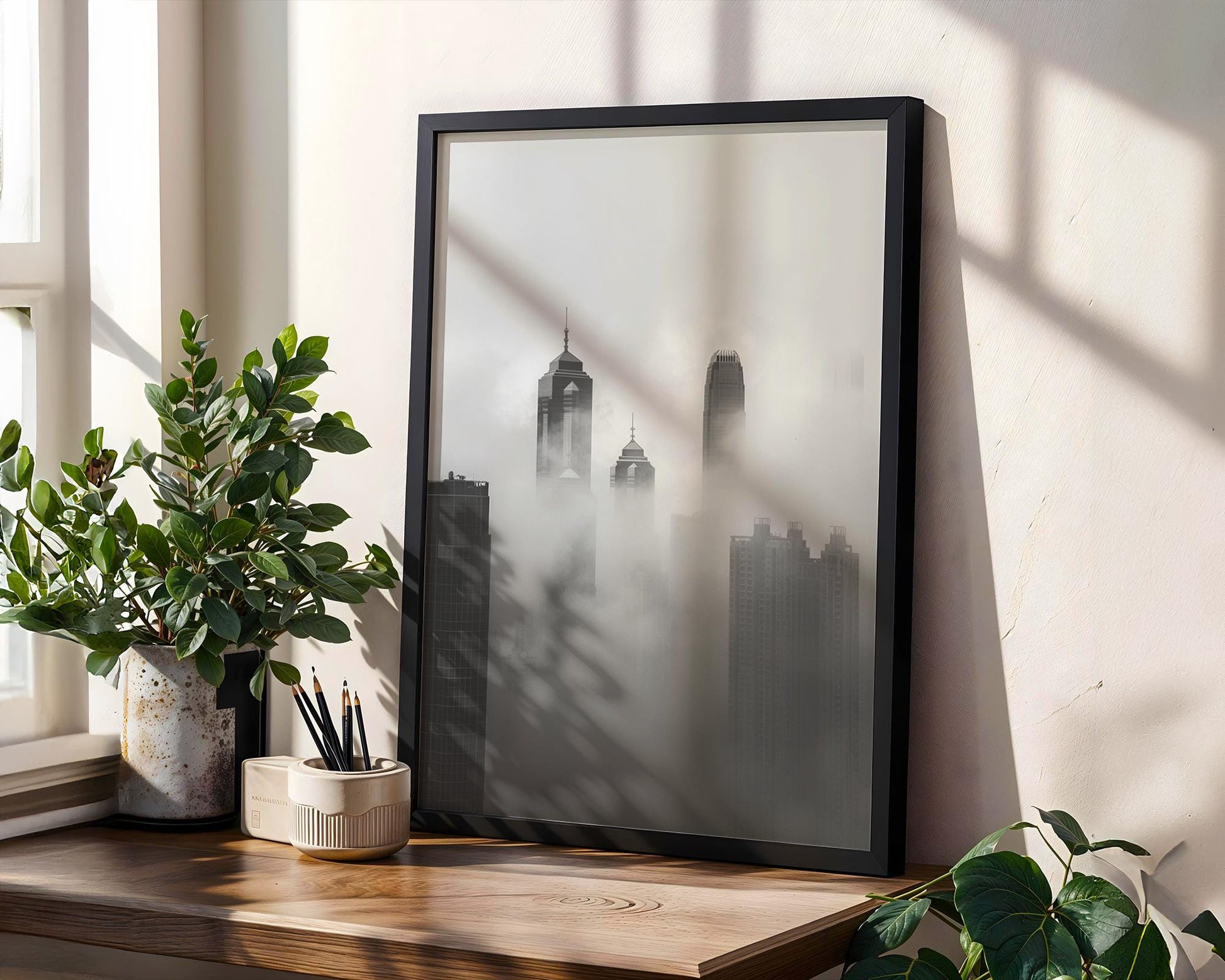 World Landmark | Hong Kong Cityscape Print | Black and White Architecture Photography wall art print, black and white architectural poster, minimalist modern Scandinavian wall decor, Monohaus