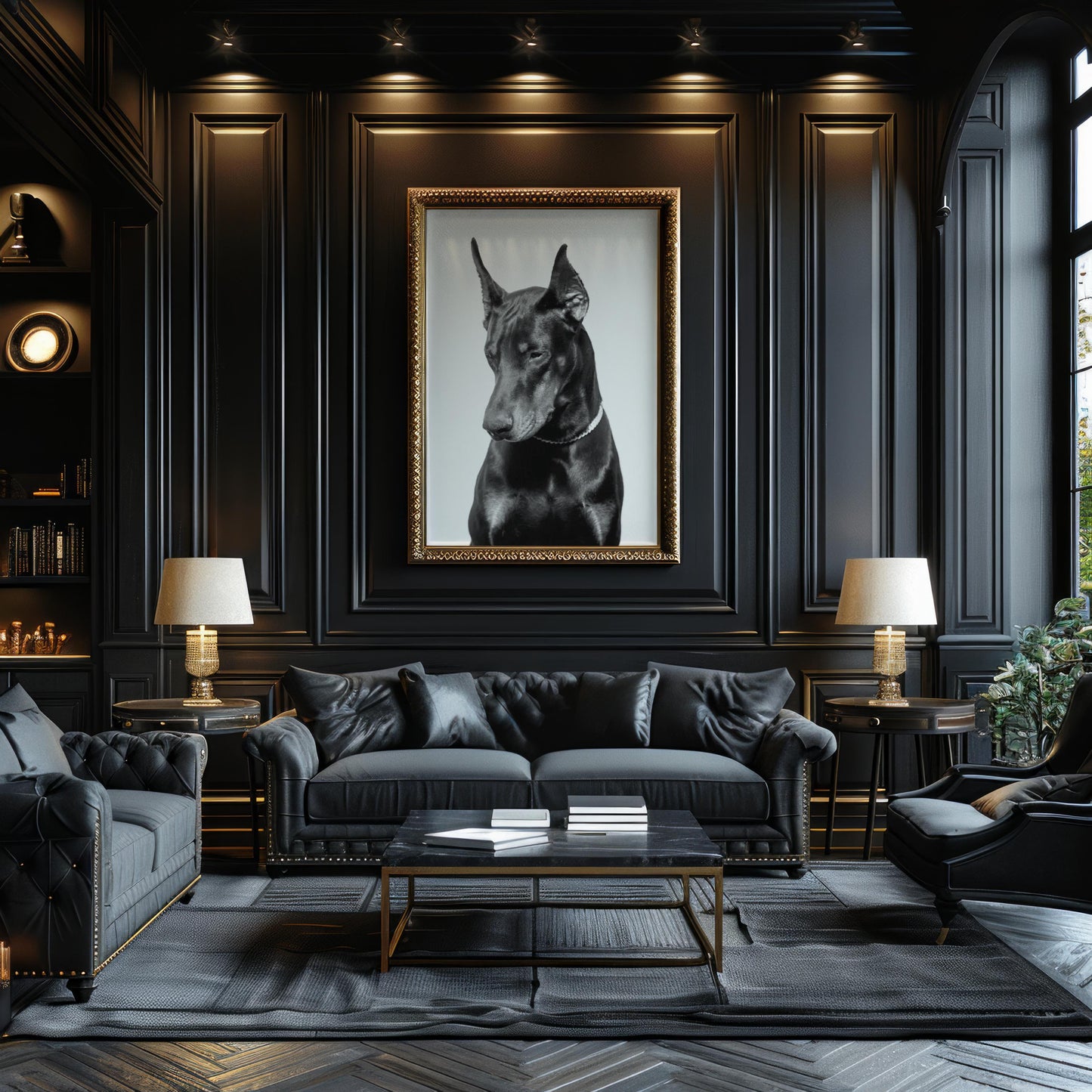 Designer Wall Art | Doberman Portrait Print | Minimalist Black and White Dog Art wall art print, minimalist black and white poster, modern Scandinavian wall decor, Monohaus