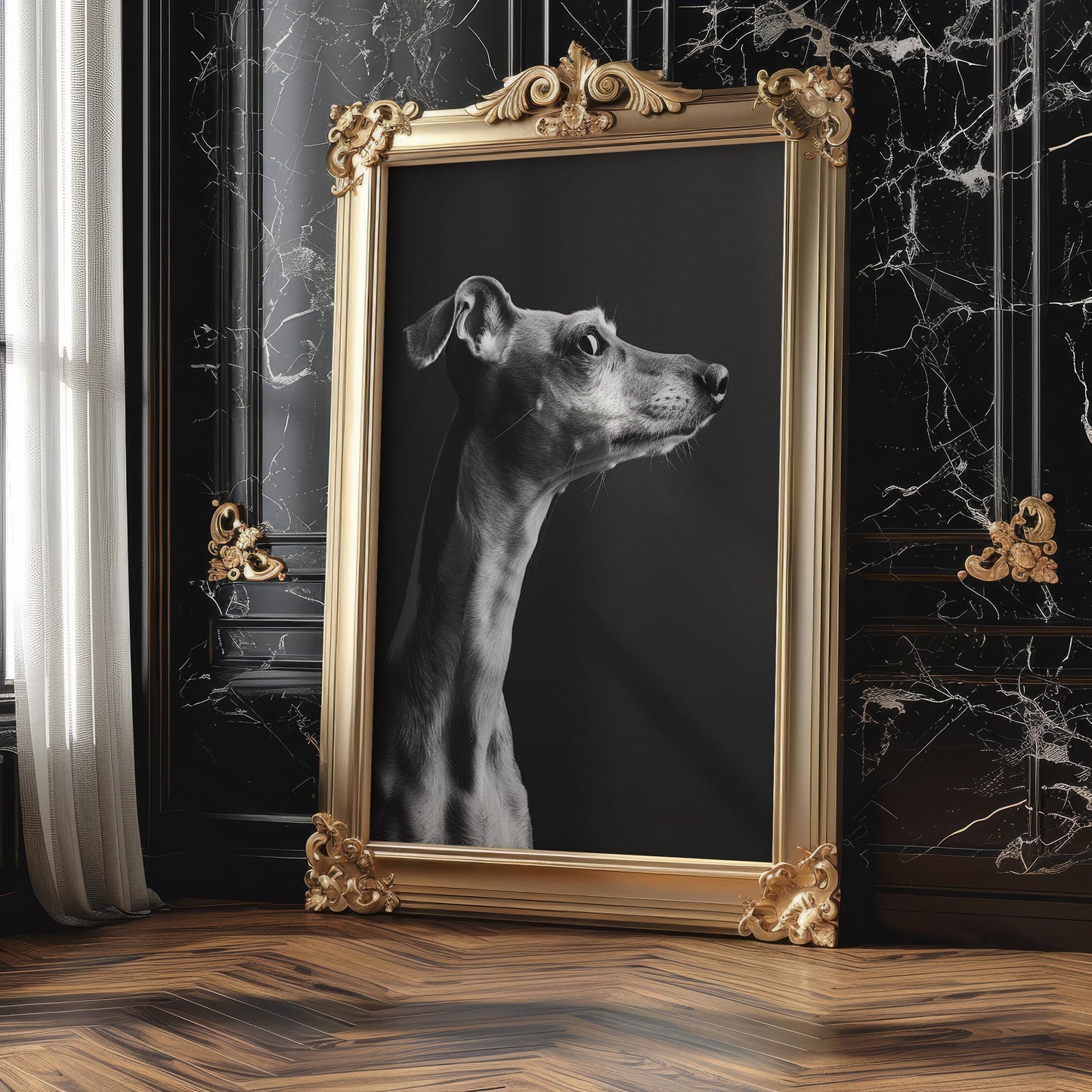 Dog Photography Whippet Pet Art Print | Minimalist Scandinavian Home Decor wall art print, minimalist black and white poster, modern Scandinavian wall decor, Monohaus