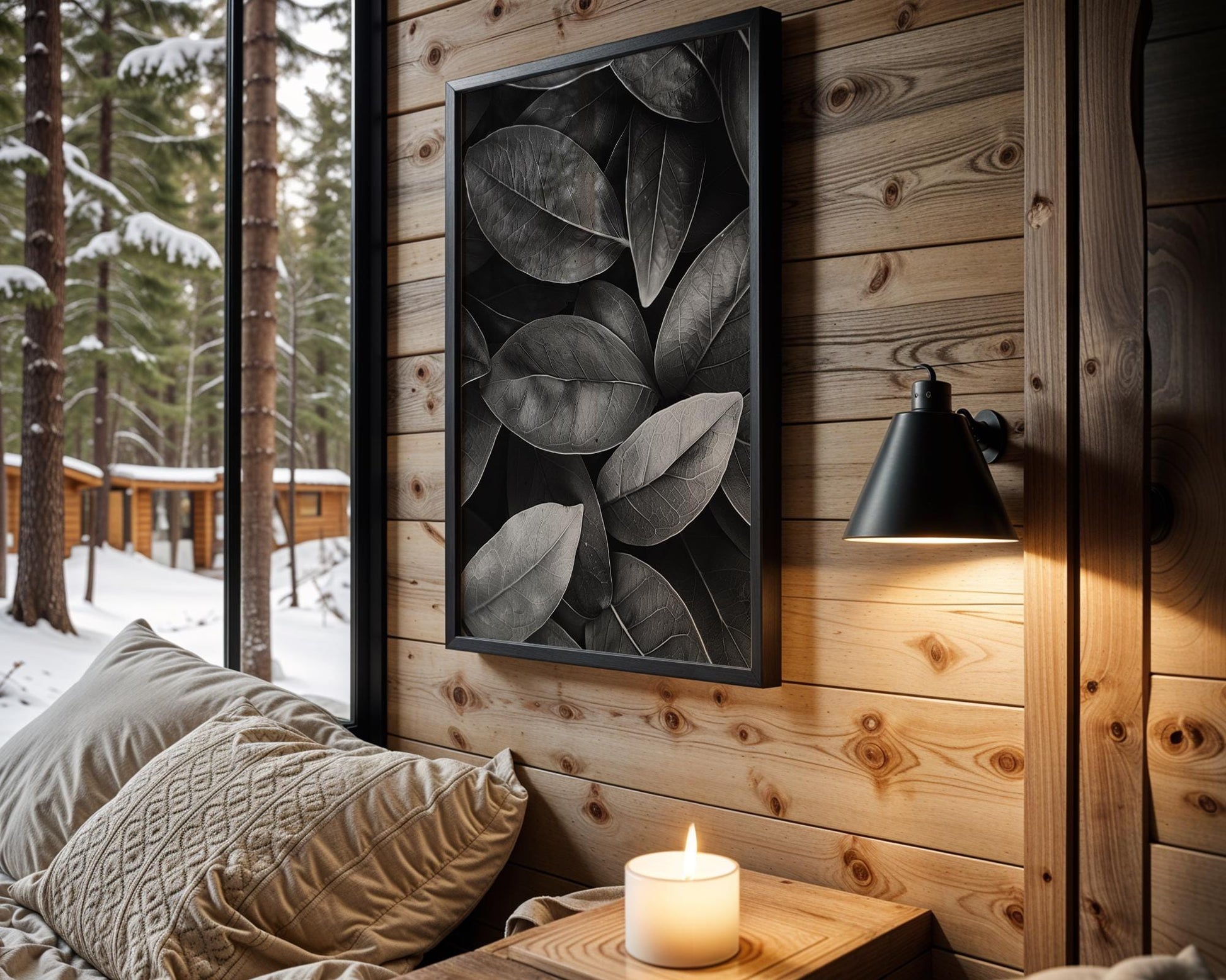 Botanical Photo | Abstract Leaf Macro Photography Print | Black & White Minimal abstract wall art print, geometric minimalist poster, modern Scandinavian decor, Monohaus