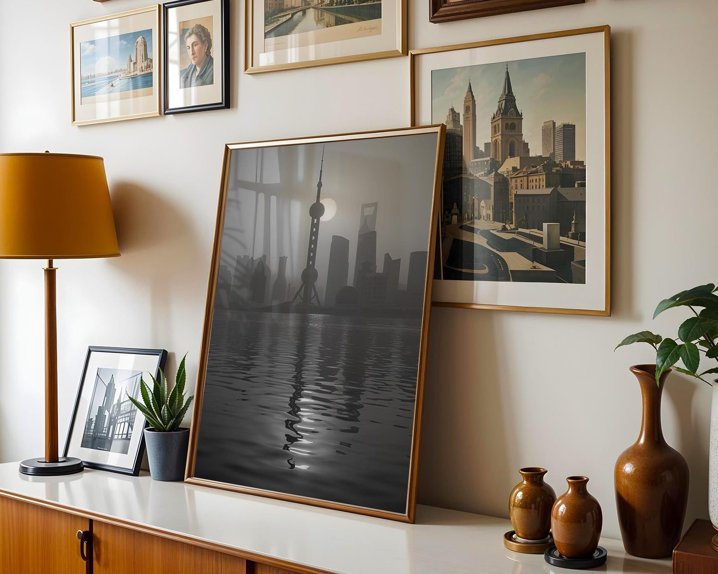 World Landmark | Shanghai Black and White Skyline Photography Print | Minimalist Cityscape Wall Art