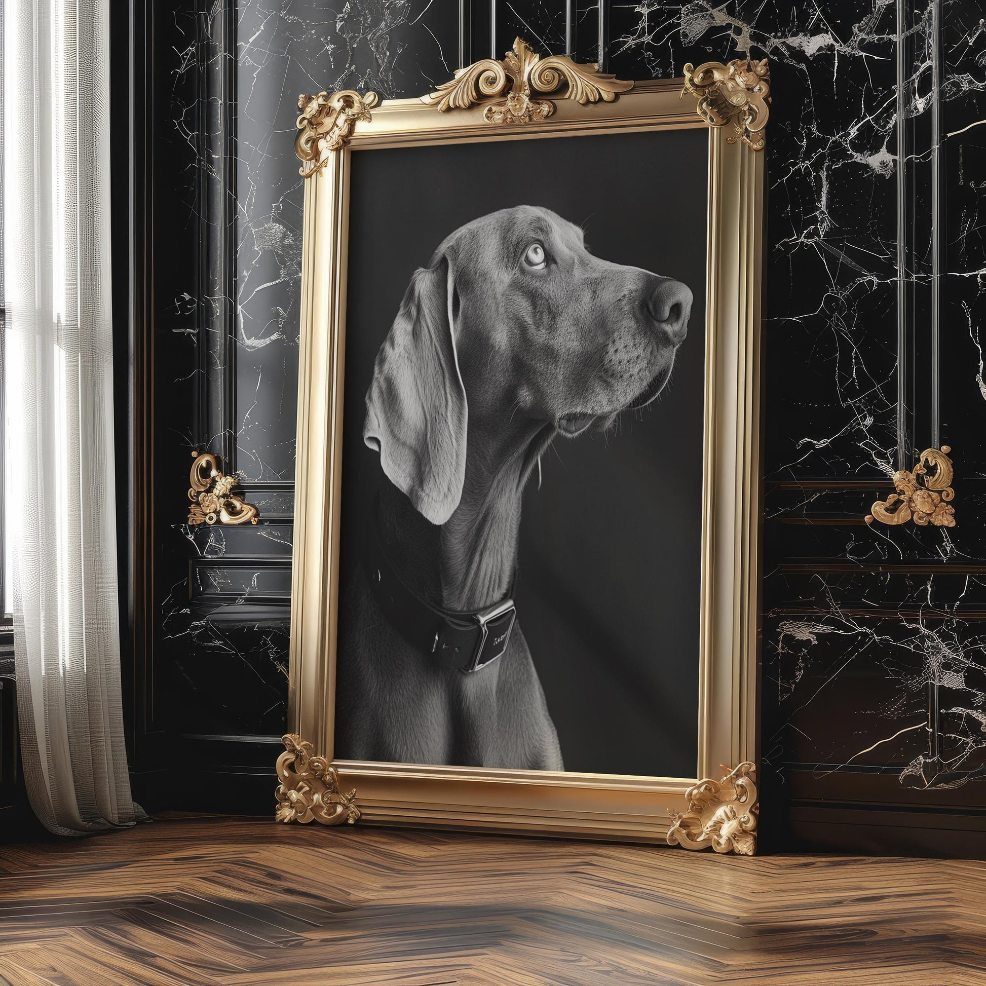 Dog Photography Weimaraner Modern Print Black and White Scandi Home wall art print, minimalist black and white poster, modern Scandinavian wall decor, Monohaus