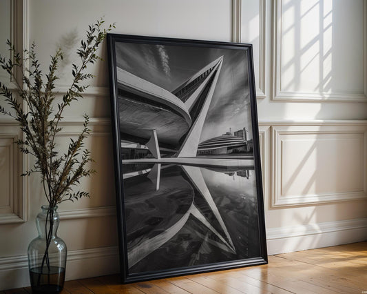 World Landmark | Palau de les Arts Print | Modern Black and White Architecture Photography wall art print, black and white architectural poster, minimalist modern Scandinavian wall decor, Monohaus