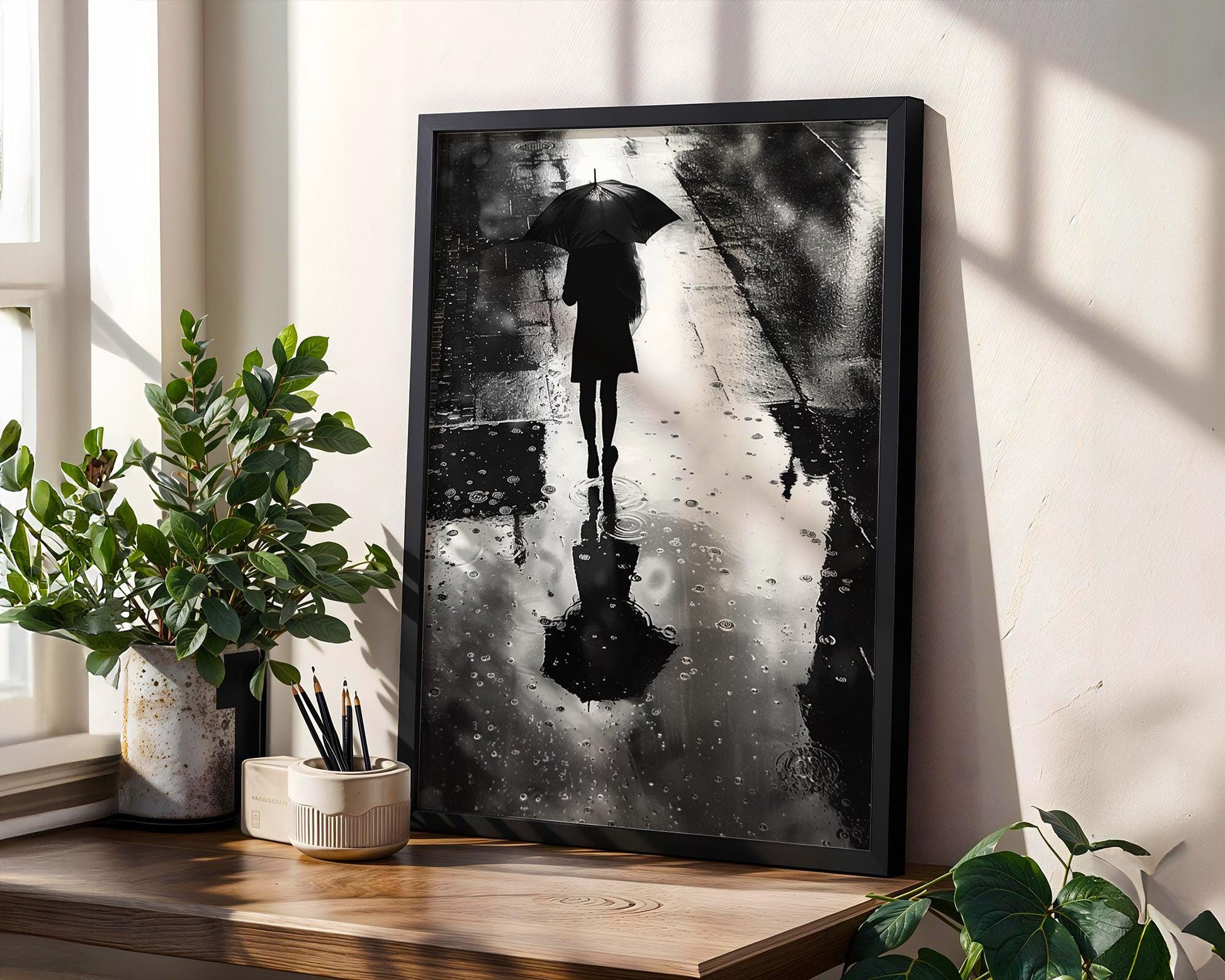 Urban Photography | Woman with Umbrella Photography Print | Modern Minimalist Wall Art black and white photo print, minimalist monochrome wall art poster for modern interiors, Monohaus