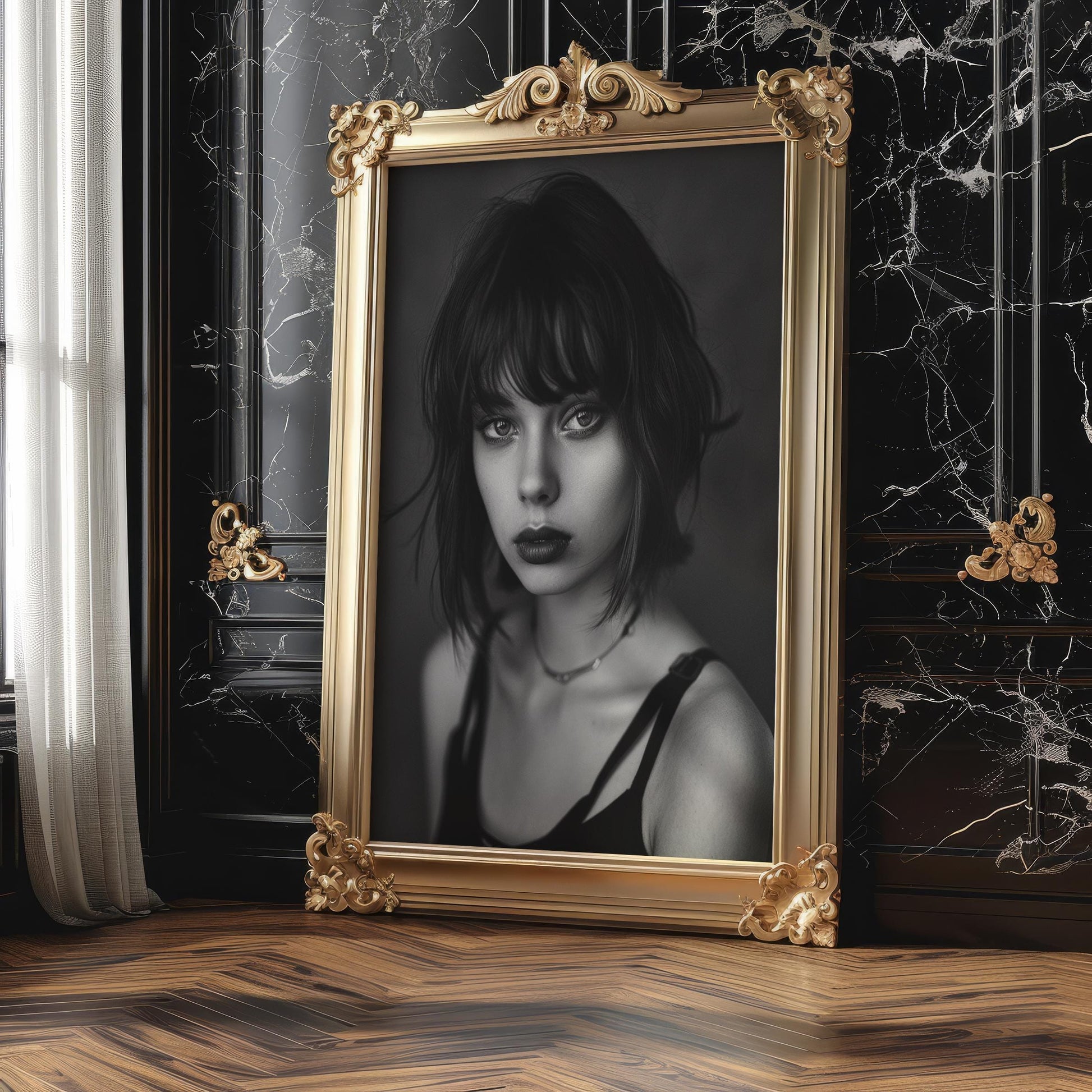 Monochrome Portrait Art Print, Moody Woman Photography, Black and White Wall Decor wall art print, minimalist black and white poster, modern Scandinavian wall decor, Monohaus