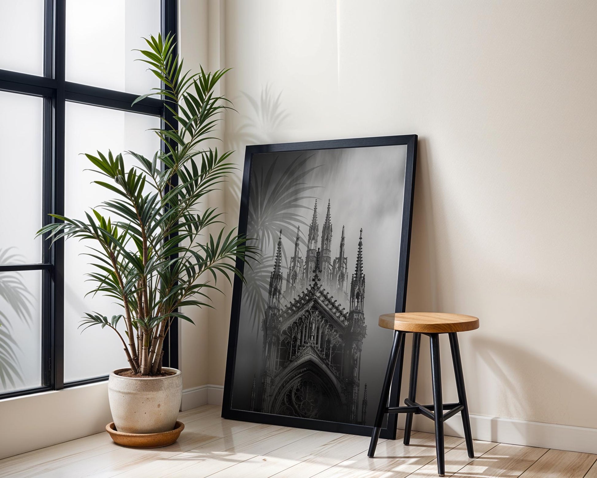 World Landmark | Gothic Church Photography Print | Moody Black and White Wall Art wall art print, minimalist black and white poster, modern Scandinavian wall decor, Monohaus