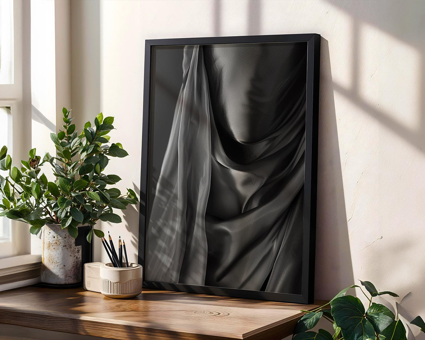 Minimal Wall Art Abstract Fabric Drape Print | Black & White Minimalist Photography abstract wall art print, geometric minimalist poster, modern Scandinavian decor, Monohaus