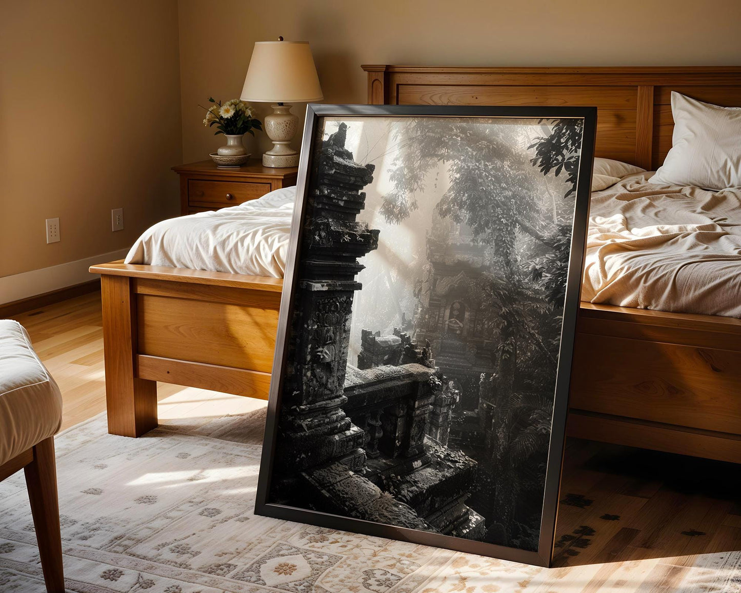 World Landmark | Bali Temple Ruins Print | Black and White Ancient Architecture Wall Art wall art print, black and white architectural poster, minimalist modern Scandinavian wall decor, Monohaus