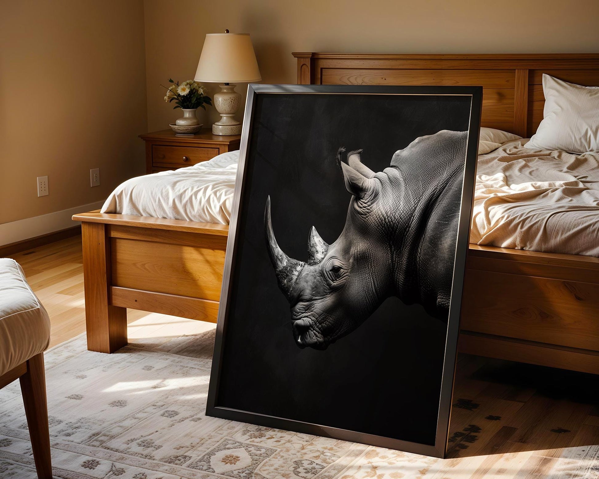 Wildlife Poster | Rhino Print | Minimalist Black & White Safari Photography wall art print, minimalist black and white poster, modern Scandinavian wall decor, Monohaus