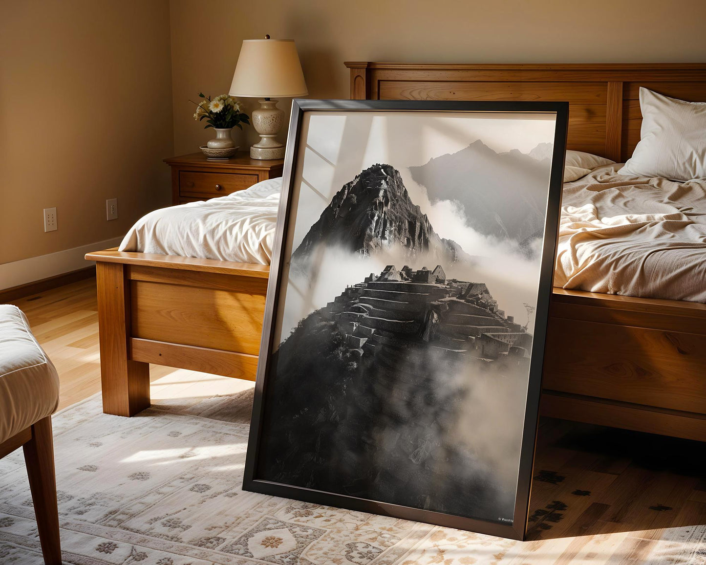 World Landmark | Machu Picchu Print | Black and White Mountain Photography, Peru Travel Poster wall art print, minimalist black and white poster, modern Scandinavian wall decor, Monohaus