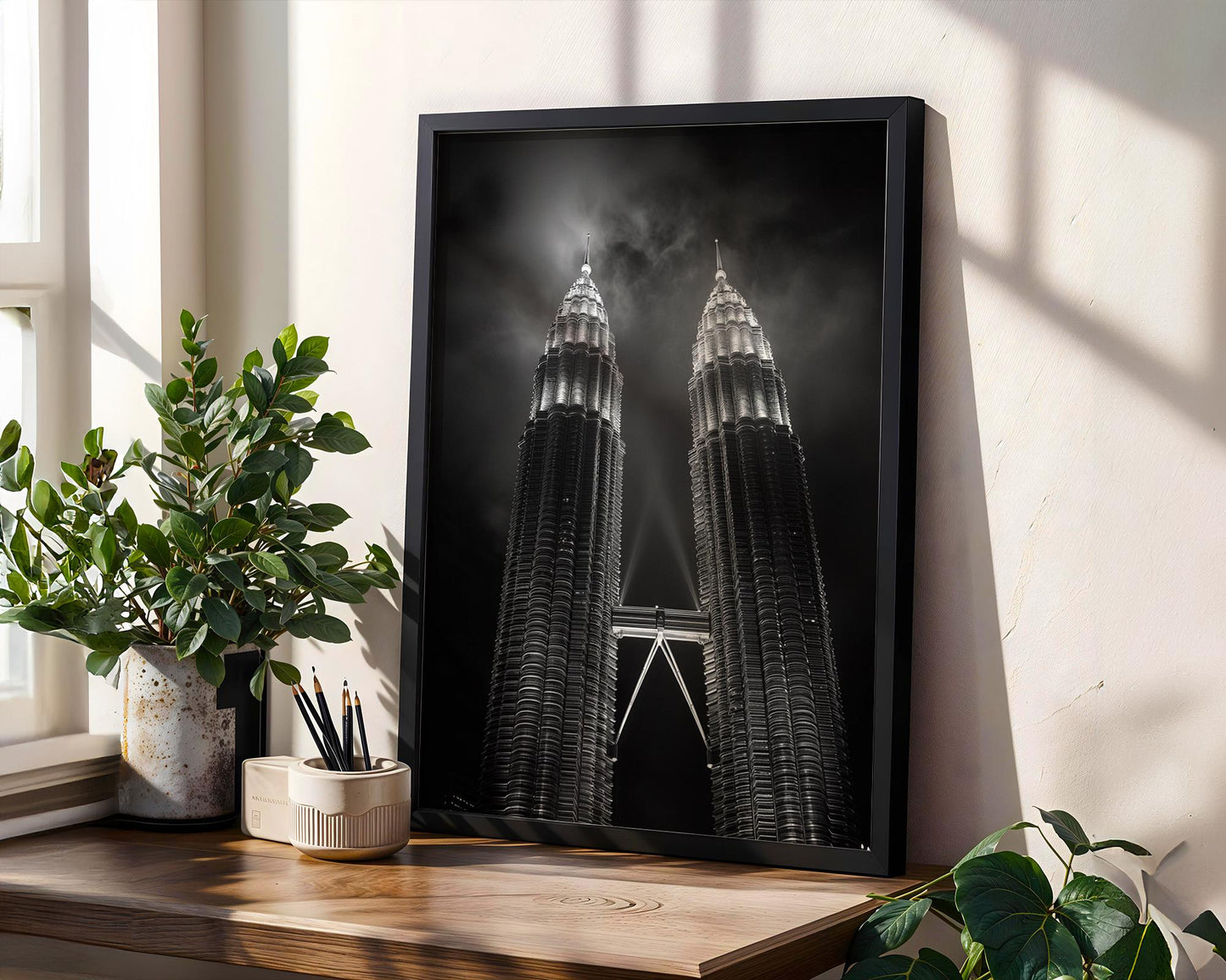 World Landmark | Petronas Towers Photography Print | Kuala Lumpur Black and White Skyline Art wall art print, minimalist black and white poster, modern Scandinavian wall decor, Monohaus