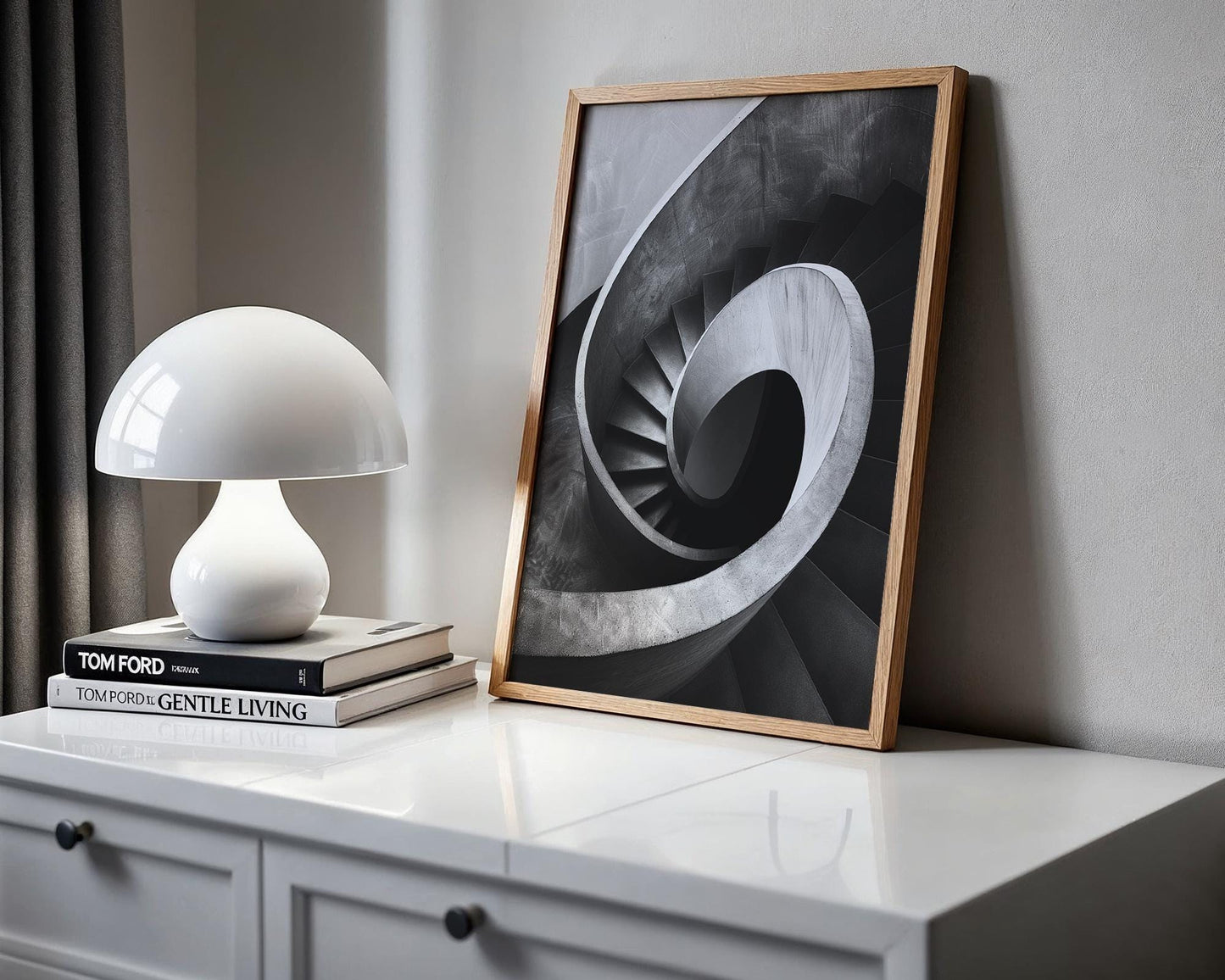 Minimal Wall Art Curved Symmetry | Black and White Urban Architecture Photography wall art print, black and white architectural poster, minimalist modern Scandinavian wall decor, Monohaus