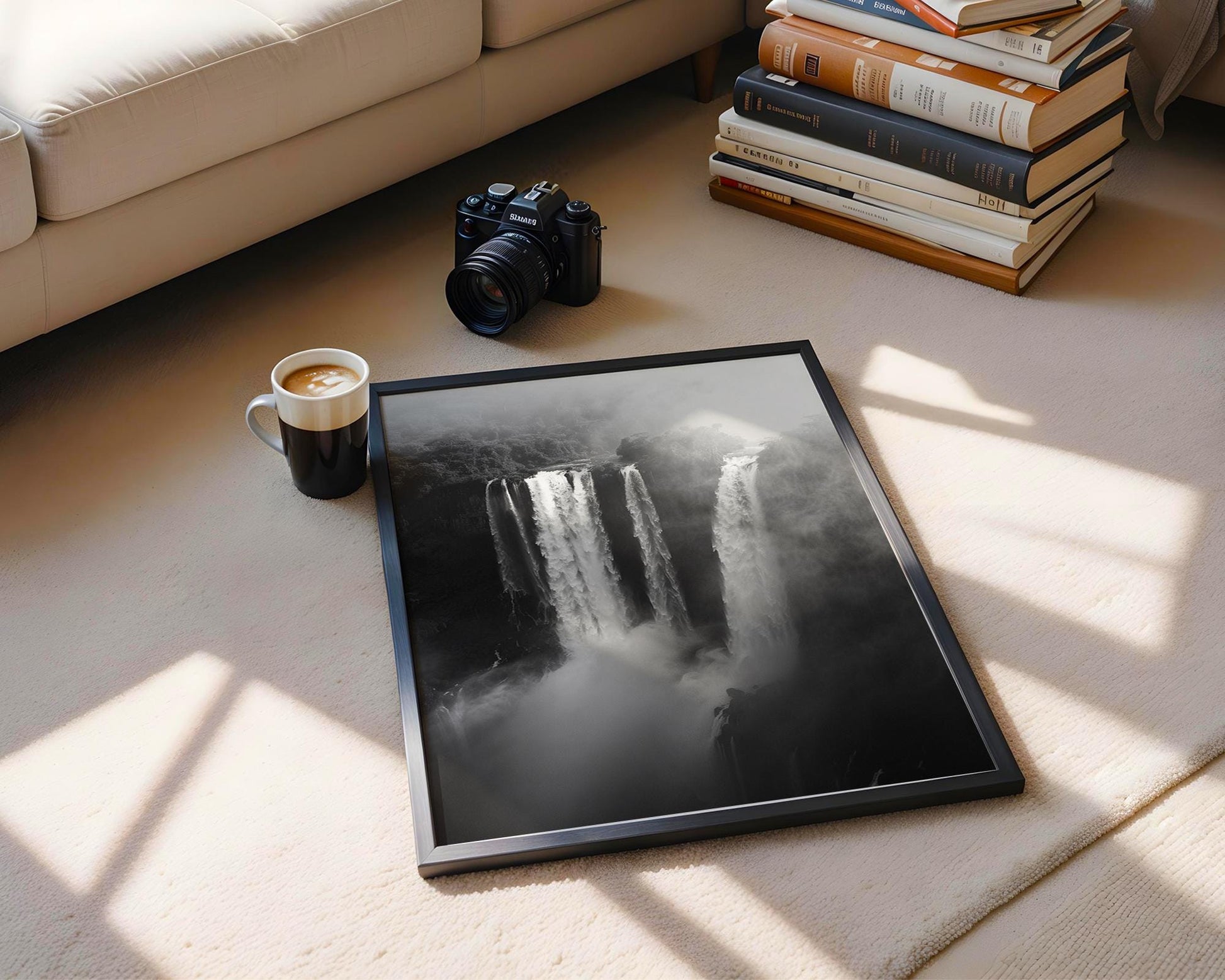 World Landmark | Iguazu Falls Print | Black and White Minimalist Photography wall art print, minimalist black and white poster, modern Scandinavian wall decor, Monohaus