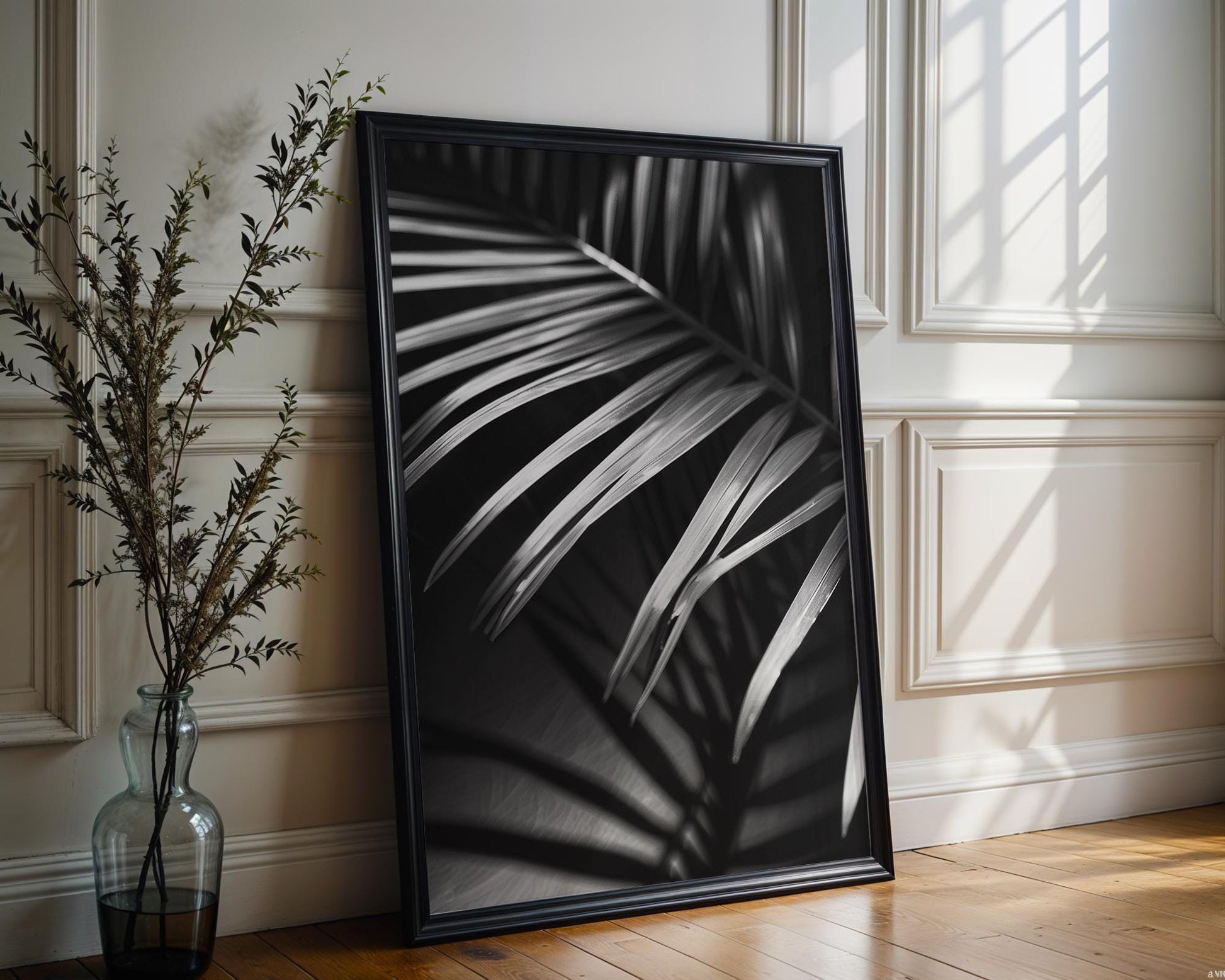 Botanical Photo | Abstract Leaf Macro Photography Print | Black & White Minimal abstract wall art print, geometric minimalist poster, modern Scandinavian decor, Monohaus