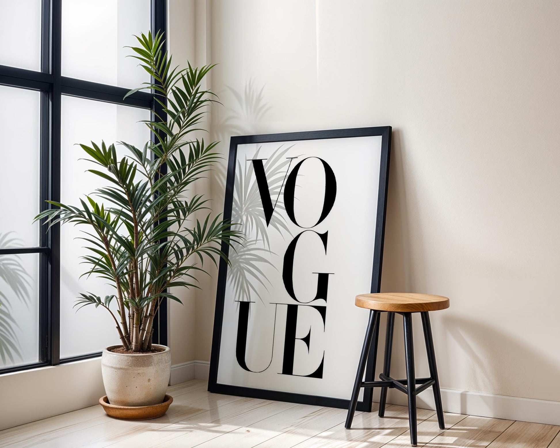 Designer Wall Art | Vogue Typography Print | Black And White Fashion Poster typography wall art print, minimalist black and white type poster, modern graphic design decor, Monohaus