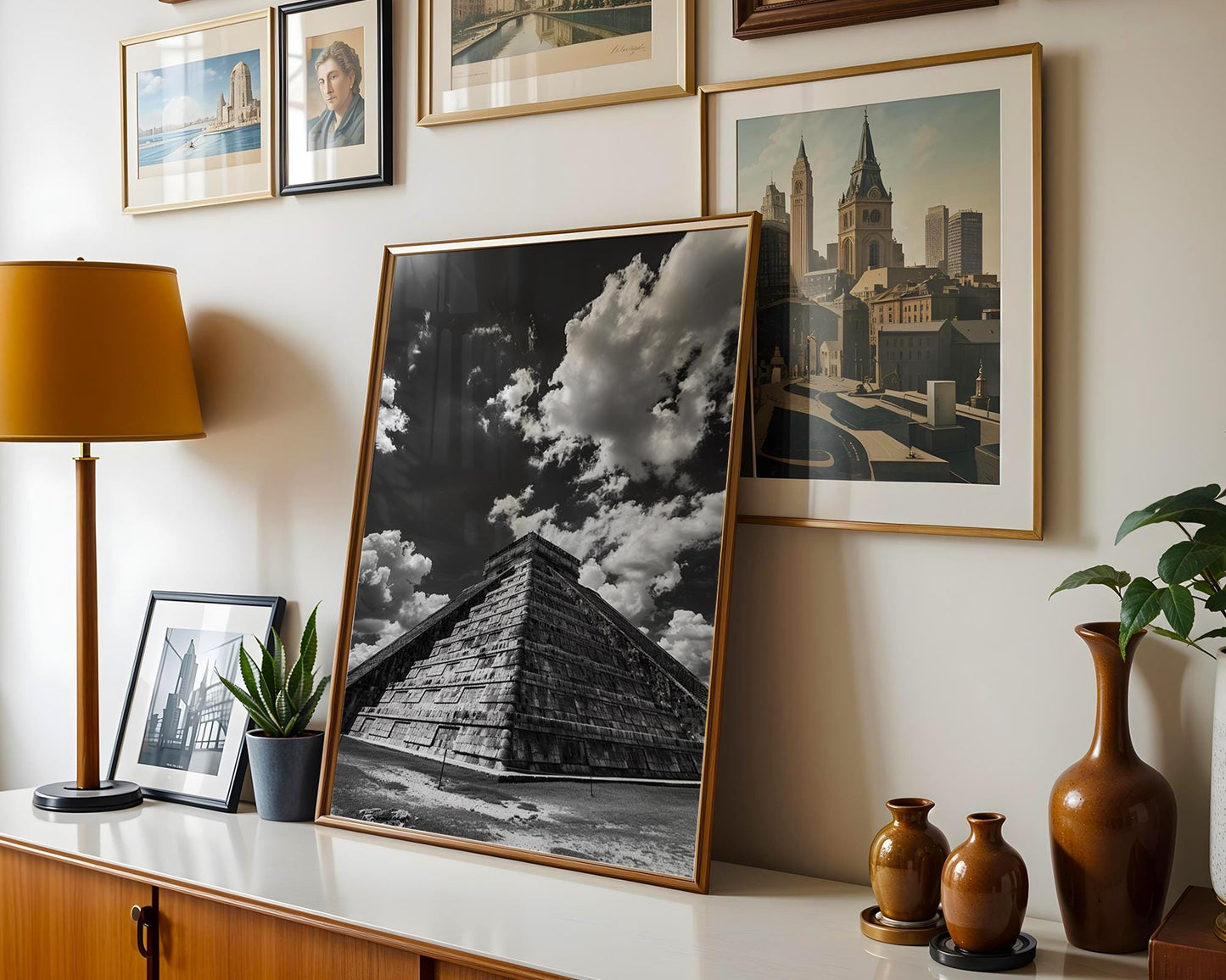 World Landmark | Chichen Itza Pyramid Photography Print | Black and White Mayan Wall Art