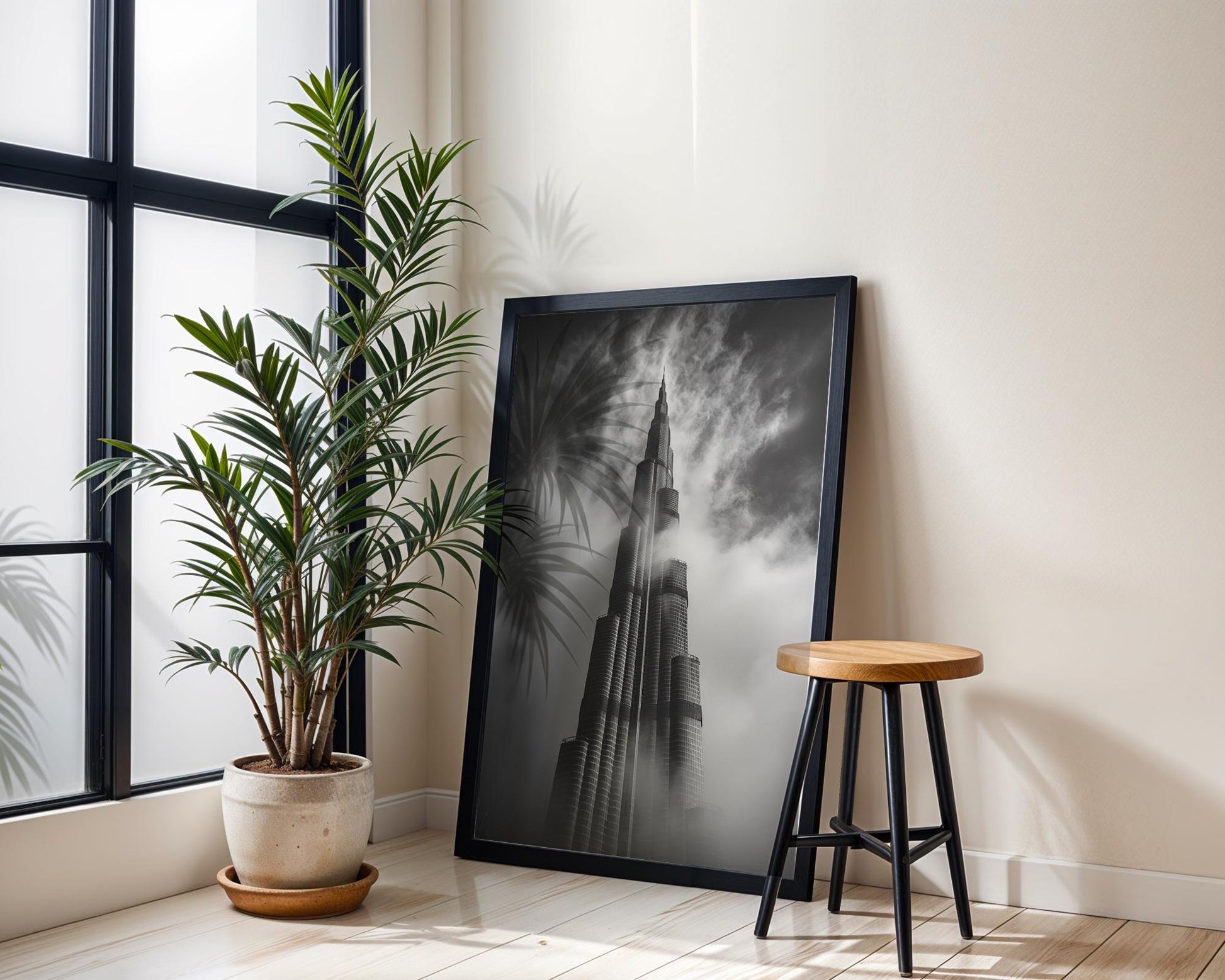 World Landmark | Burj Khalifa Black and White Photography Print | Dubai Skyline Poster wall art print, minimalist black and white poster, modern Scandinavian wall decor, Monohaus