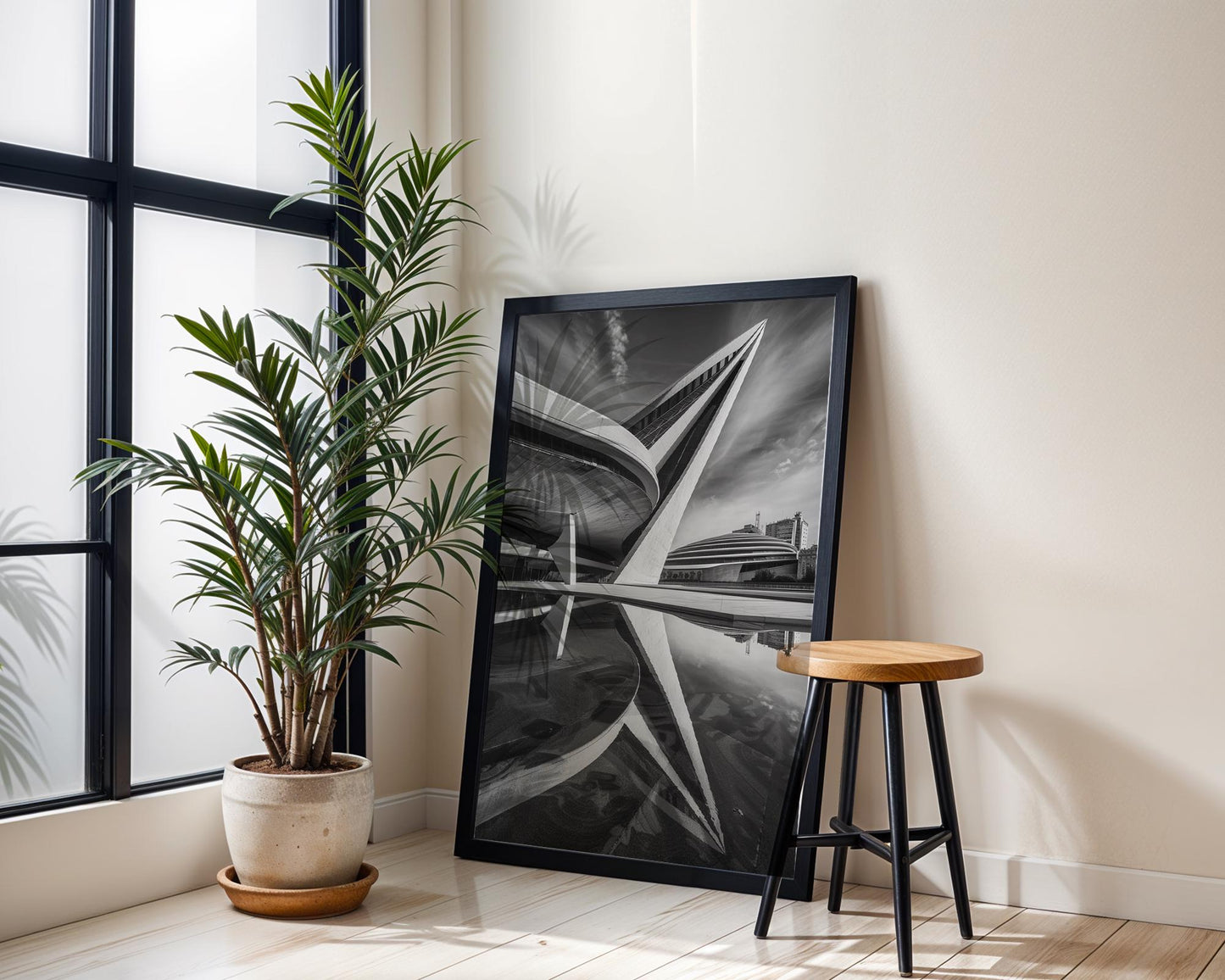 World Landmark | Palau de les Arts Print | Modern Black and White Architecture Photography wall art print, black and white architectural poster, minimalist modern Scandinavian wall decor, Monohaus
