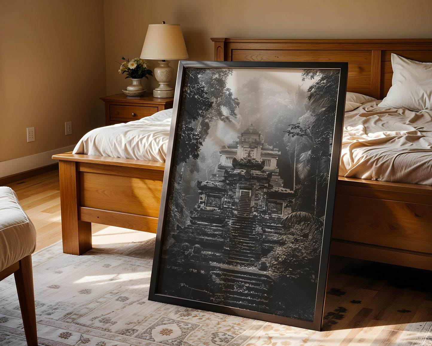 World Landmark | Bali Temple Black and White Photography Print | Jungle Architecture Wall Art