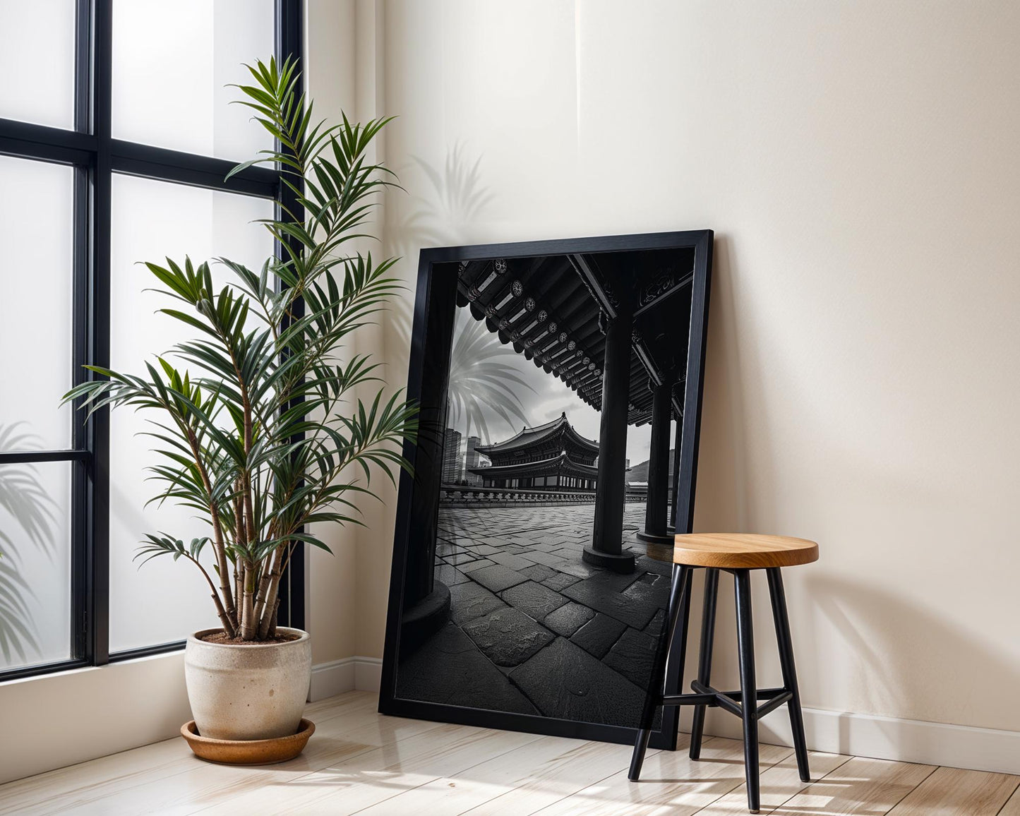 World Landmark | Gyeongbokgung Palace Print | Seoul Black and White Photography wall art print, minimalist black and white poster, modern Scandinavian wall decor, Monohaus