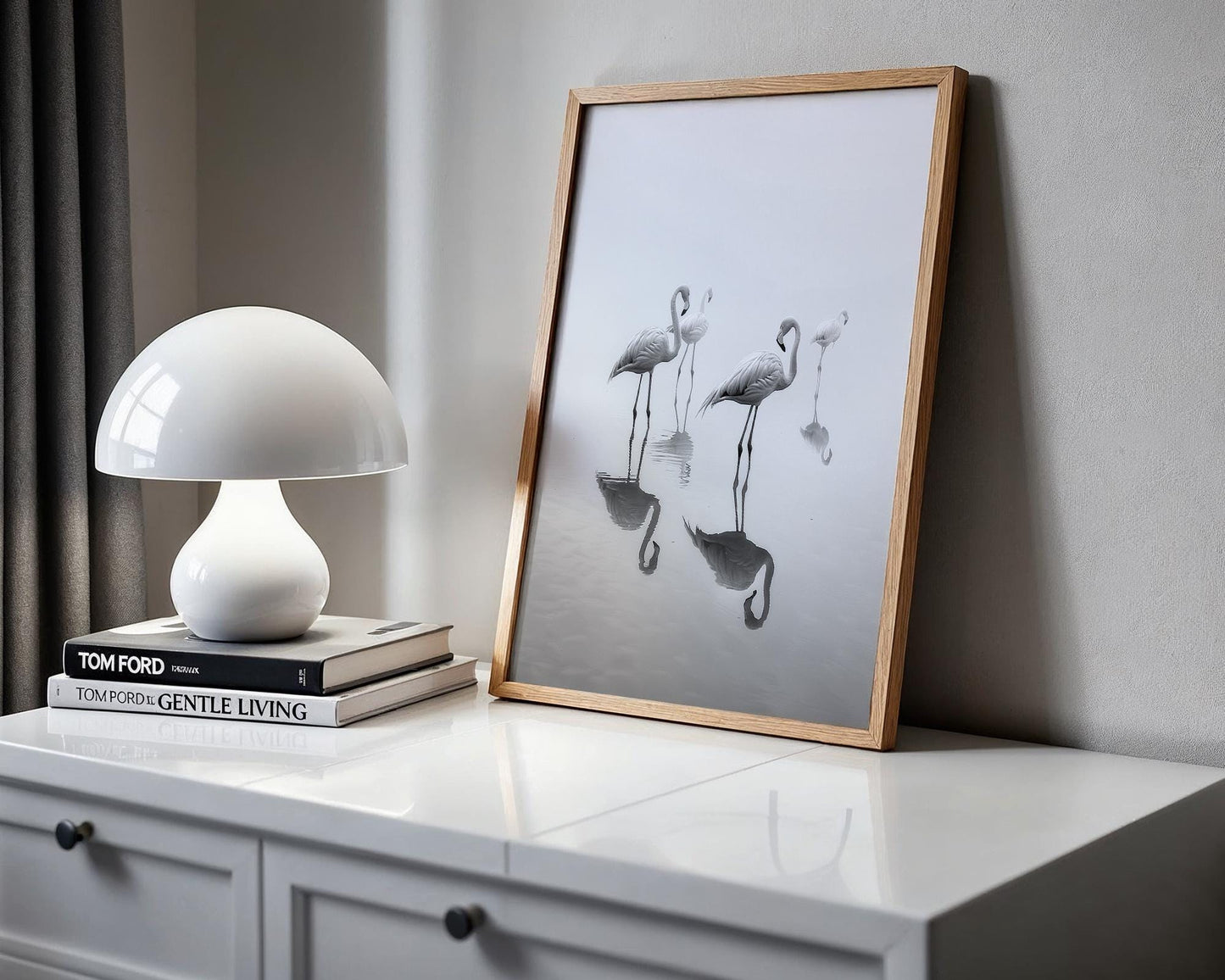 Wildlife Poster | Flamingo Print | Minimalist Black & White Fine Art Photography wall art print, minimalist black and white poster, modern Scandinavian wall decor, Monohaus