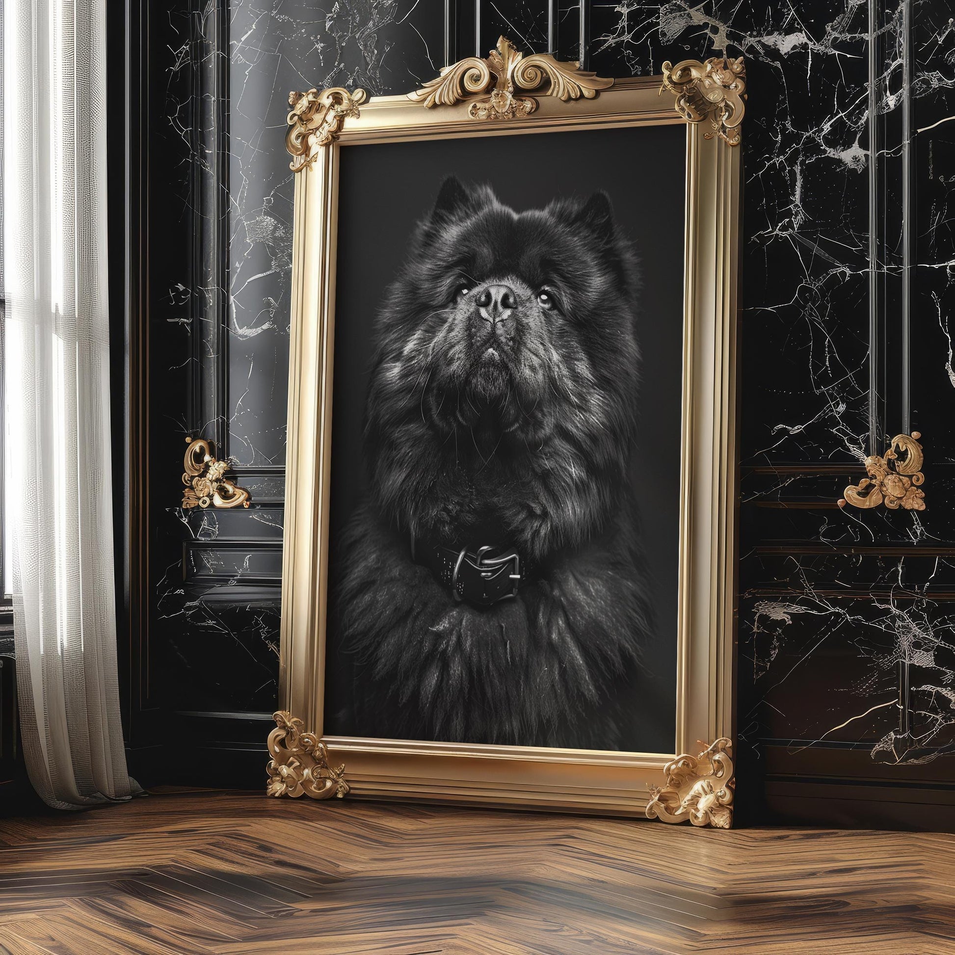 Dog Photography Chow Chow Print Black and White | Minimalist Pet Monochrome wall art print, minimalist black and white poster, modern Scandinavian wall decor, Monohaus