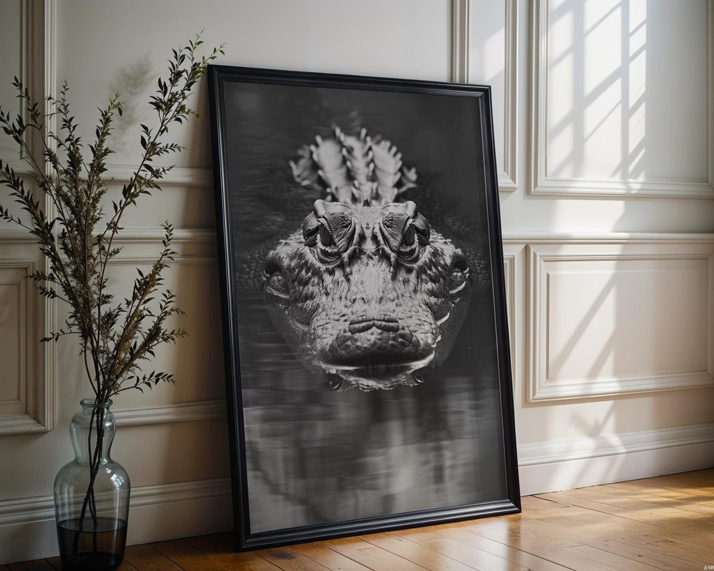 Wildlife Poster | Crocodile Photography Print | Minimalist Black & White Animal Wall Art wall art print, minimalist black and white poster, modern Scandinavian wall decor, Monohaus