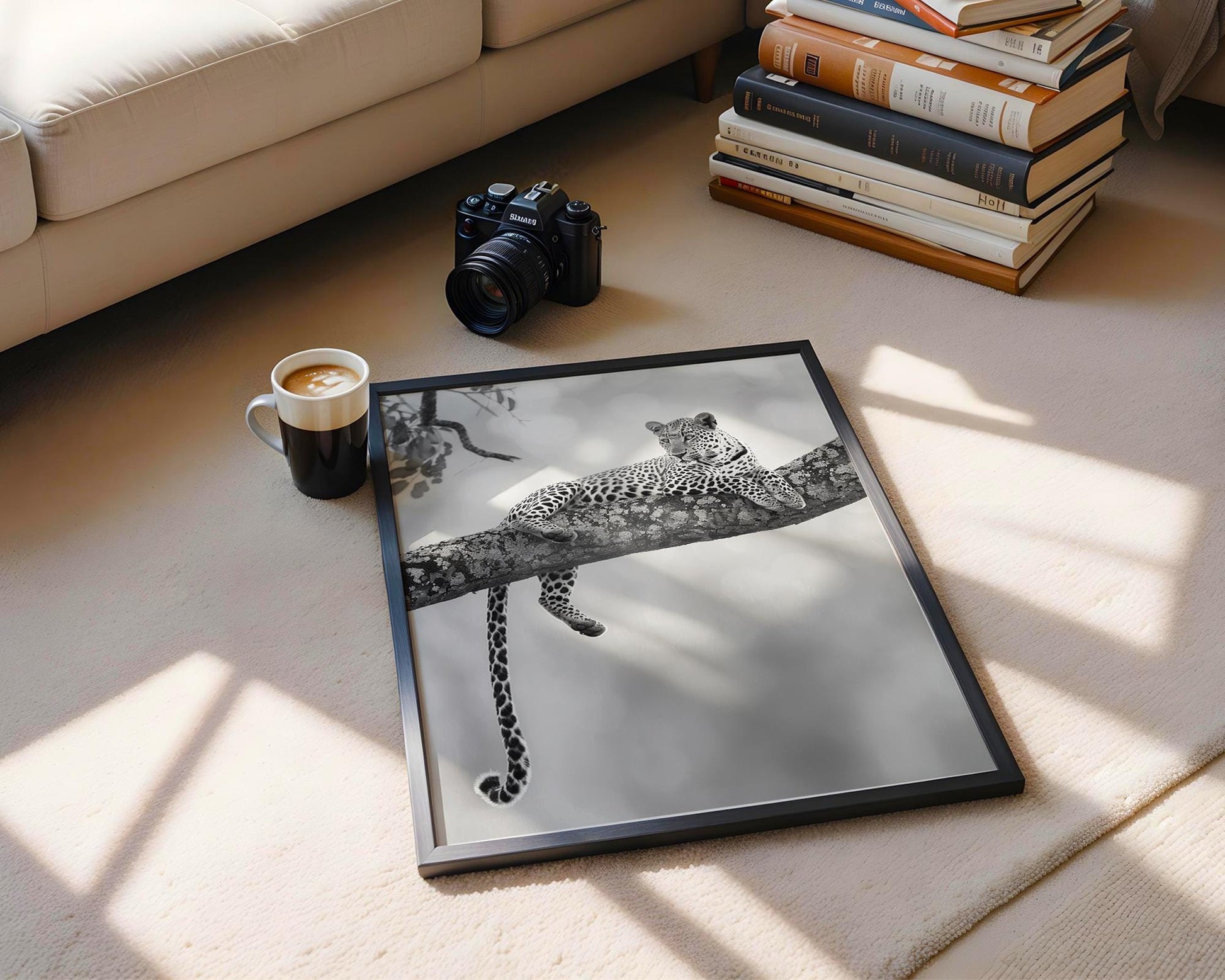 Wildlife Poster | Leopard Photography Print | Minimalist Safari Wall Art wall art print, minimalist black and white poster, modern Scandinavian wall decor, Monohaus