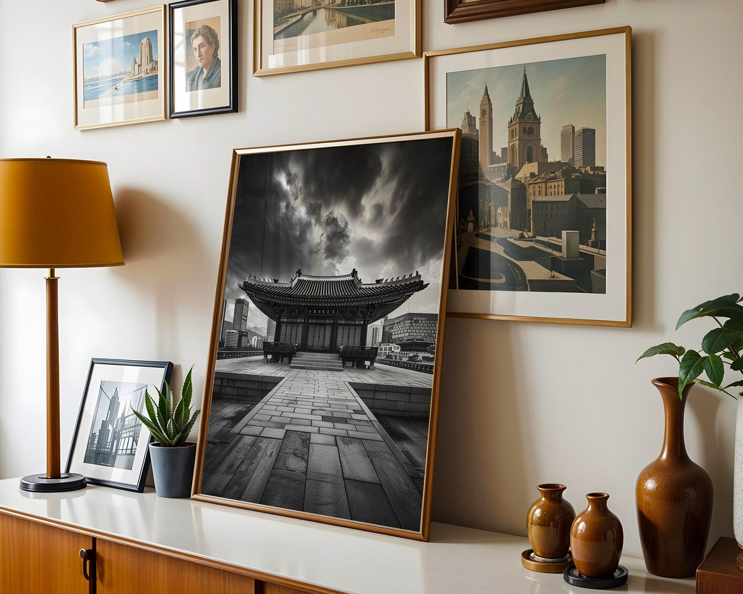 World Landmark | Gyeongbokgung Palace Print | Seoul Black and White Photography wall art print, minimalist black and white poster, modern Scandinavian wall decor, Monohaus