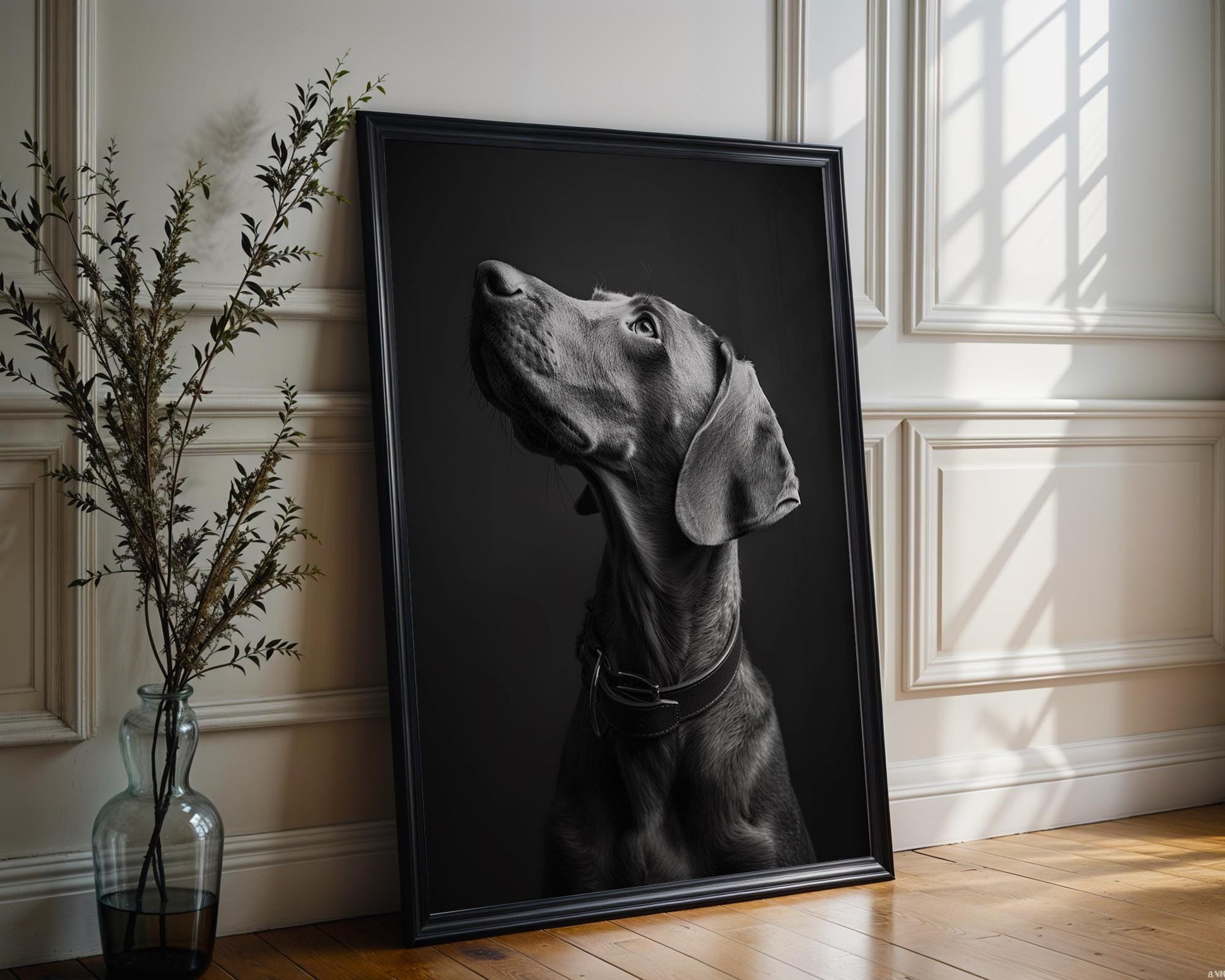 Dog Photography | Vizsla Pet Print | Black and White | Weimaraner Art wall art print, minimalist black and white poster, modern Scandinavian wall decor, Monohaus