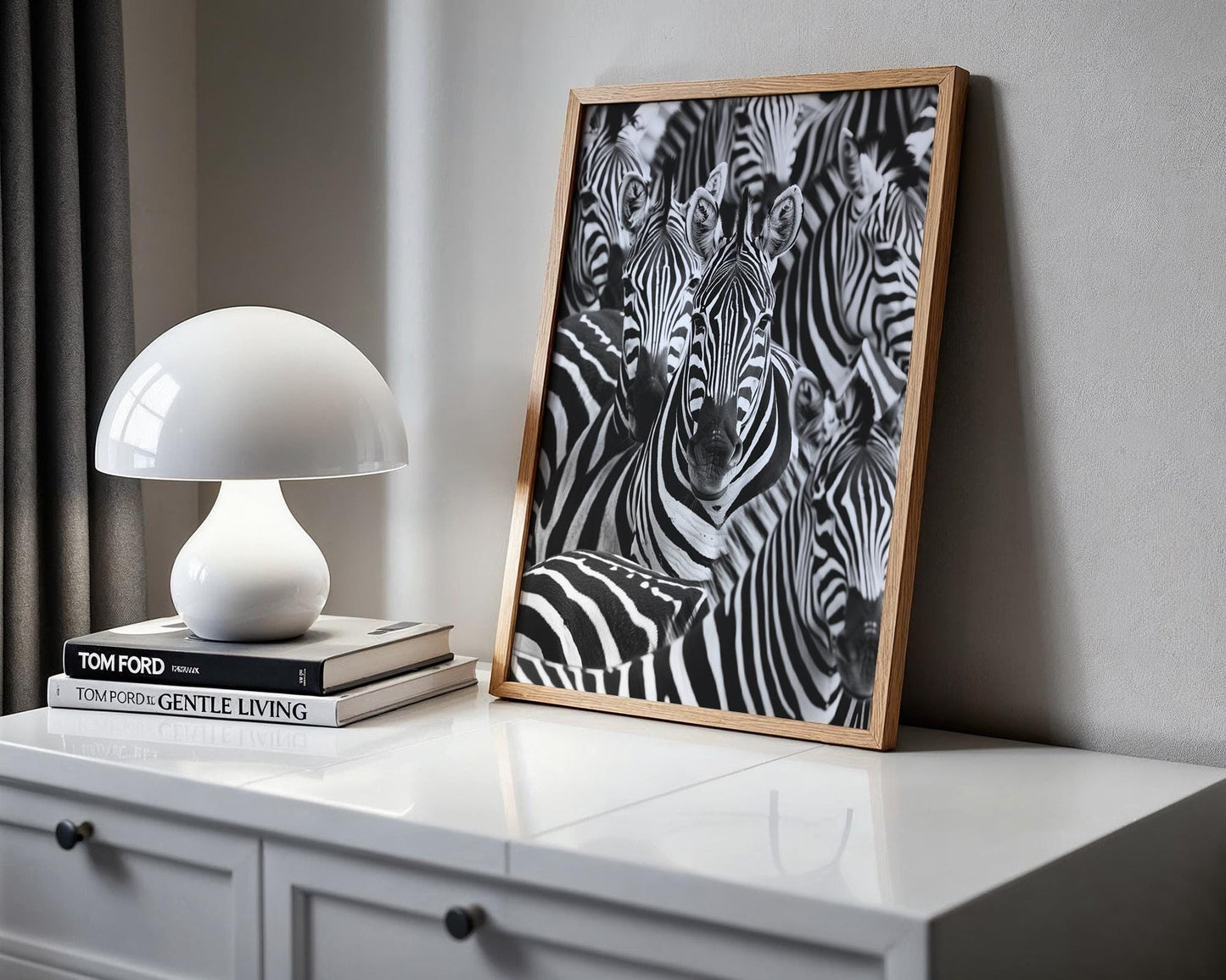 Wildlife Poster | Minimalist Zebra Herd Print | Black & White Safari Photography wall art print, minimalist black and white poster, modern Scandinavian wall decor, Monohaus