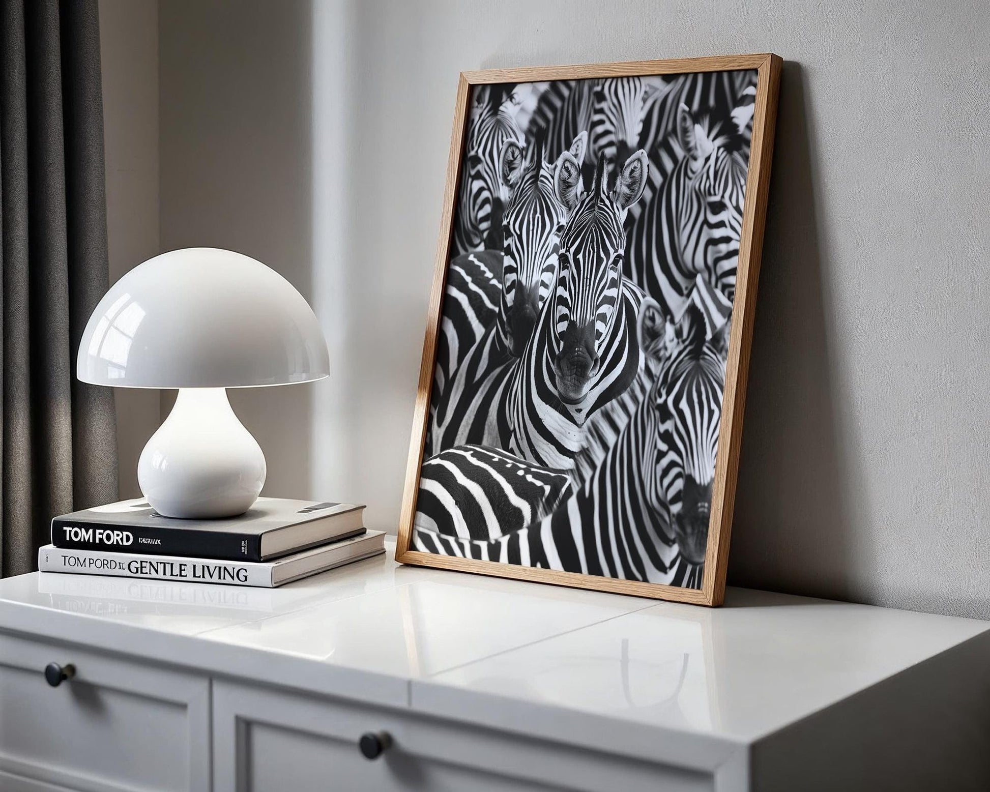 Wildlife Poster | Minimalist Zebra Herd Print | Black & White Safari Photography wall art print, minimalist black and white poster, modern Scandinavian wall decor, Monohaus