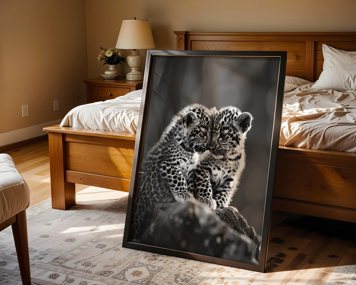 Wildlife Poster | Leopard Twins Fine Art Print • Black & White Nursery Decor wall art print, minimalist black and white poster, modern Scandinavian wall decor, Monohaus