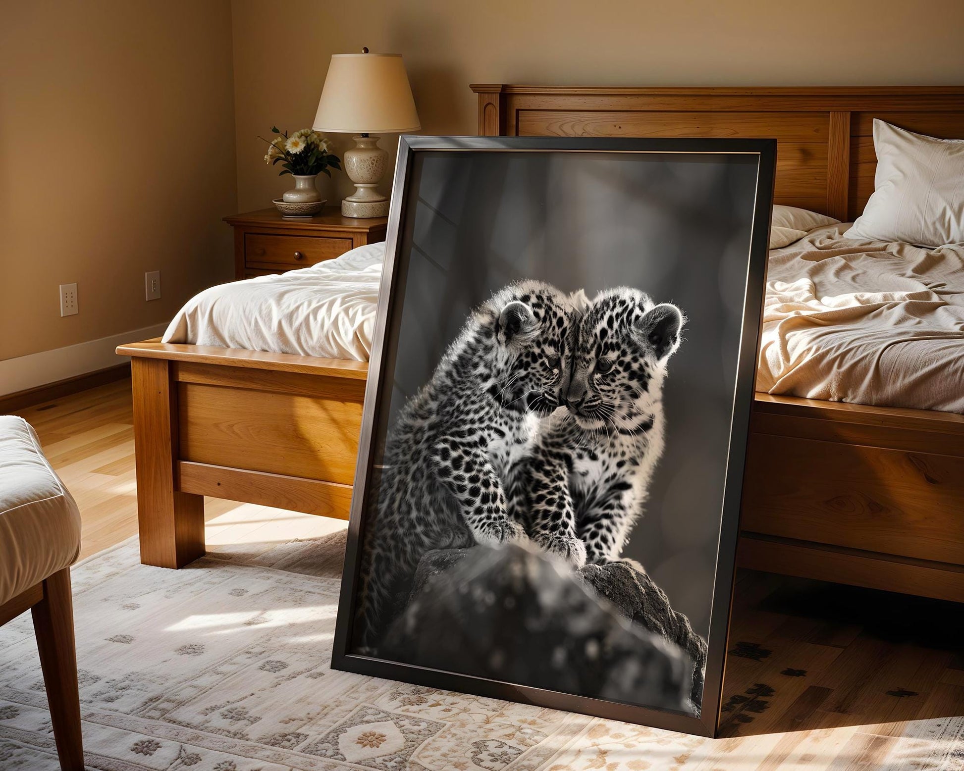 Wildlife Poster | Leopard Twins Fine Art Print • Black & White Nursery Decor wall art print, minimalist black and white poster, modern Scandinavian wall decor, Monohaus