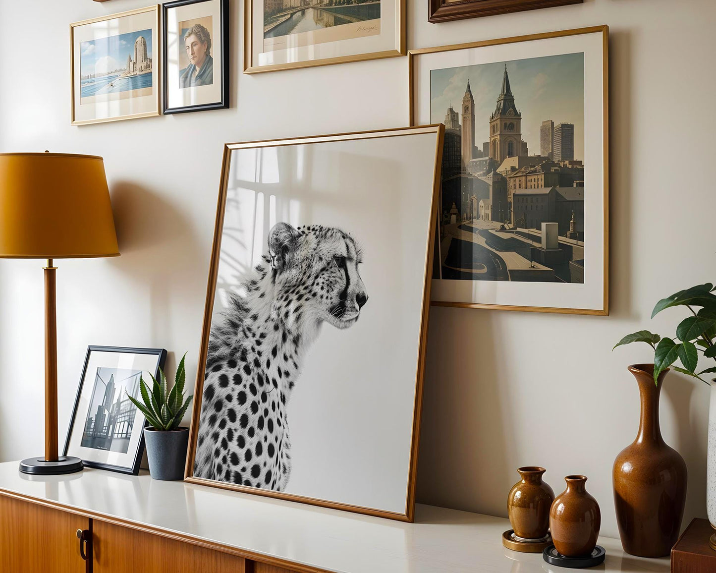 Wildlife Poster | Cheetah Profile Print | Black & White Fine Art Photography wall art print, minimalist black and white poster, modern Scandinavian wall decor, Monohaus