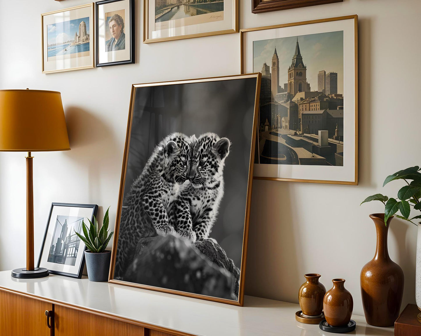 Wildlife Poster | Leopard Twins Fine Art Print • Black & White Nursery Decor wall art print, minimalist black and white poster, modern Scandinavian wall decor, Monohaus